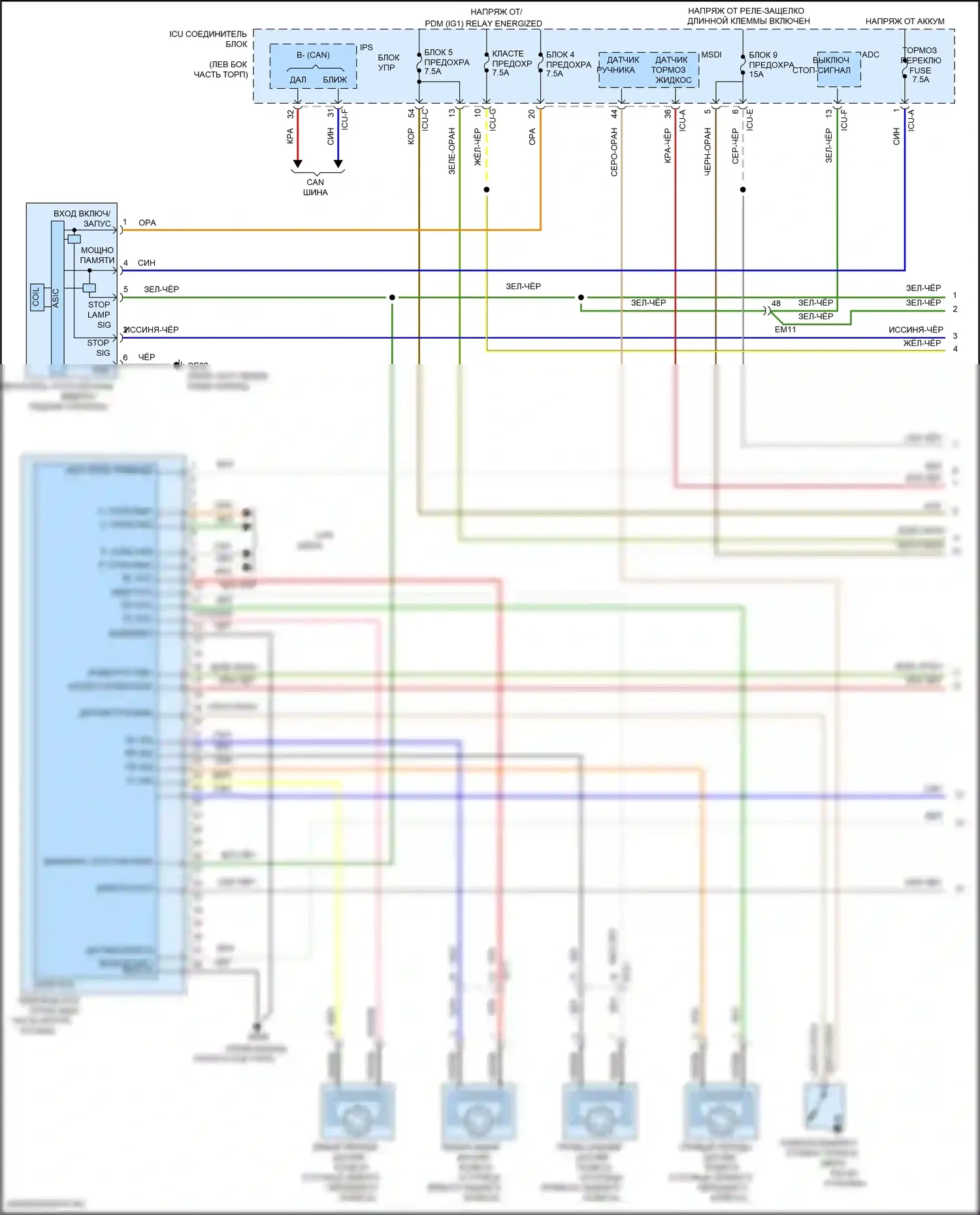 Santa Fe Hyundai IV (2018-2021): Антиблокировочная электросхема тормозов, без эпб (1 из 2) 