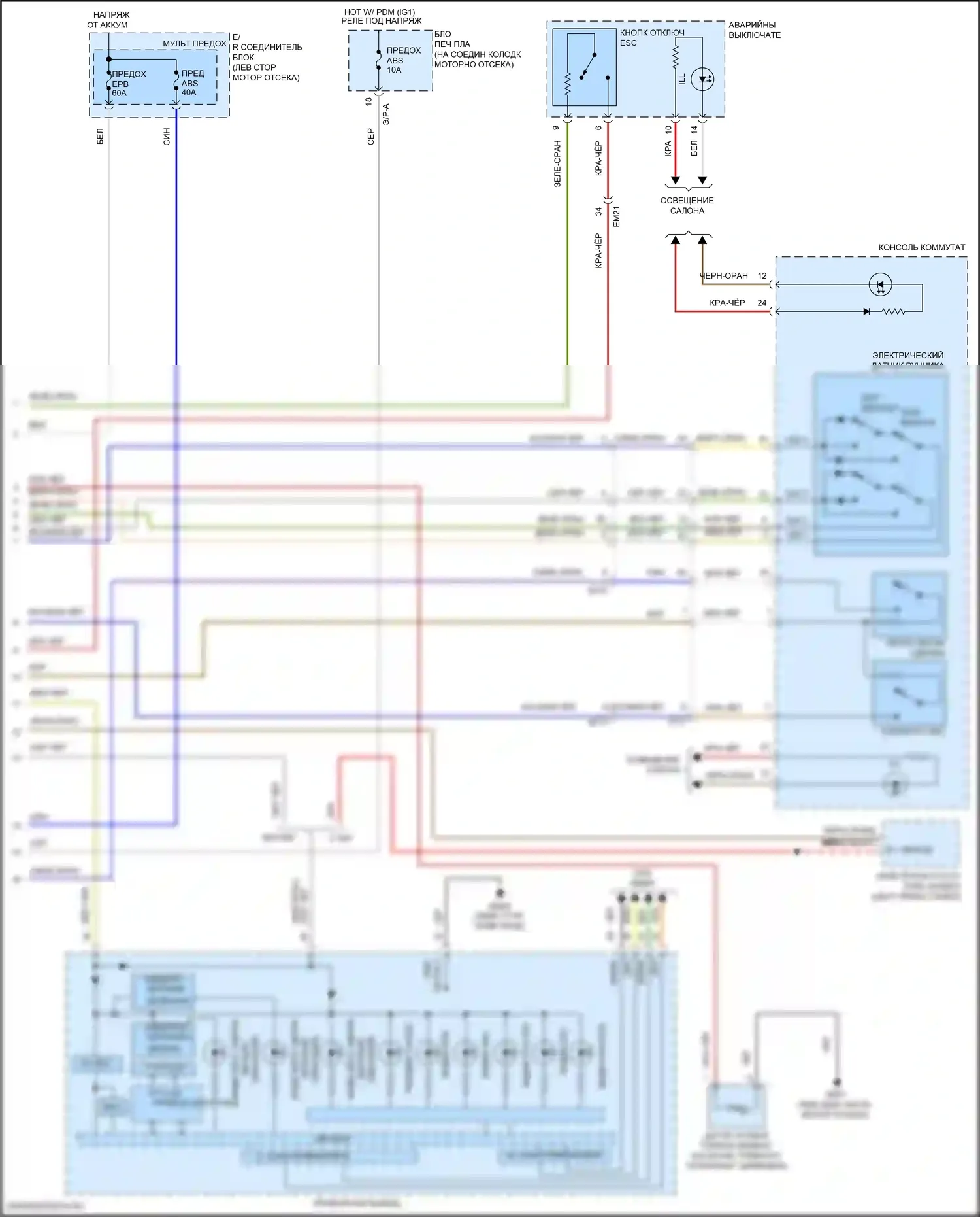 Santa Fe Hyundai IV (2018-2021): Антиблокировочная система abs электросхема, с epb (2 из 2) 
