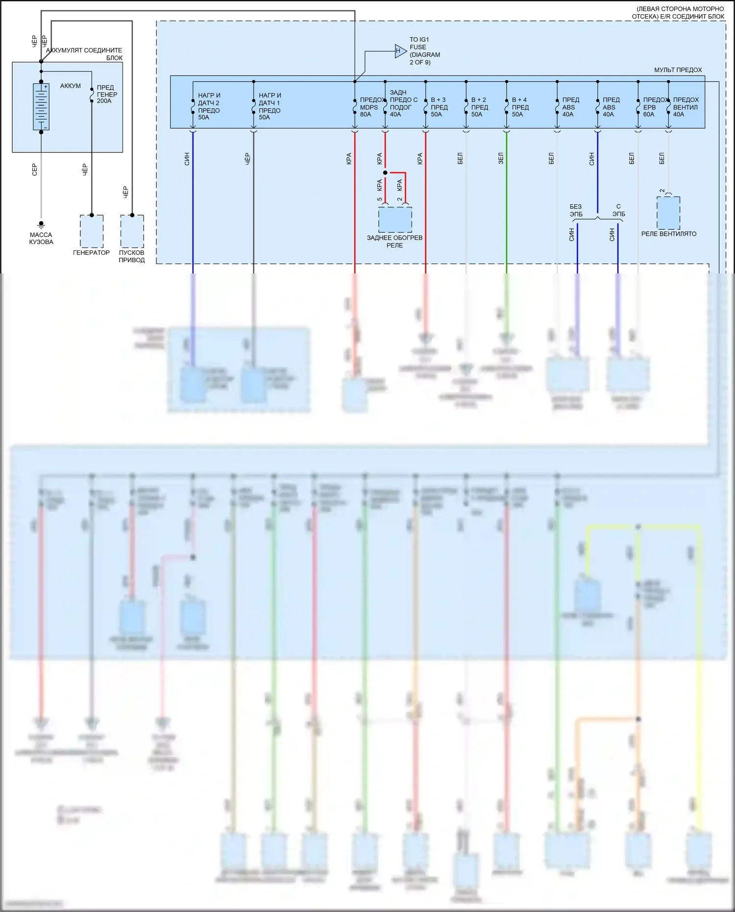 Santa Fe Hyundai IV (2018-2021): Электросхема блока предохранителей реле (1 из 9) 