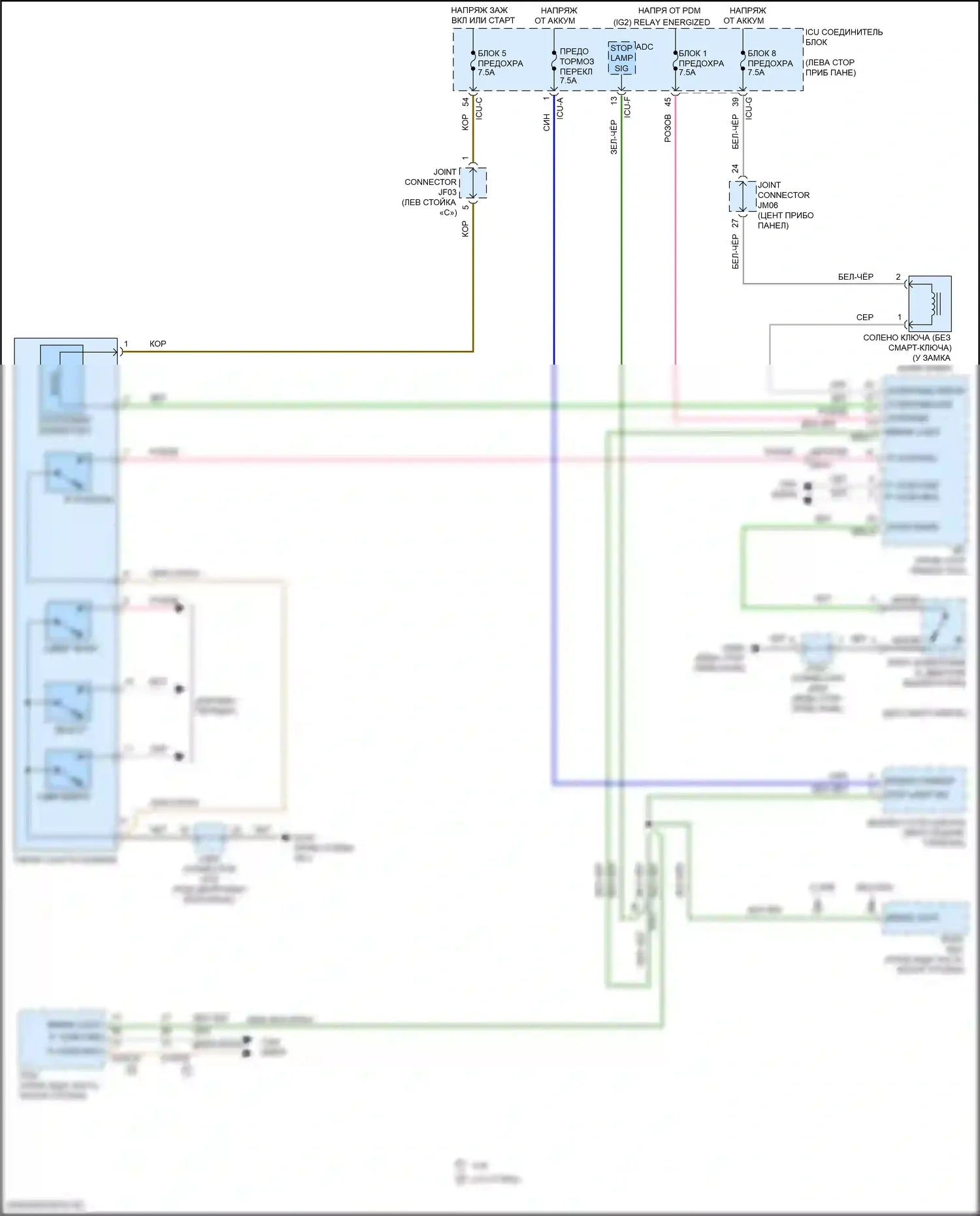 Santa Fe Hyundai IV (2018-2021): Электросхема блокировки селектора 