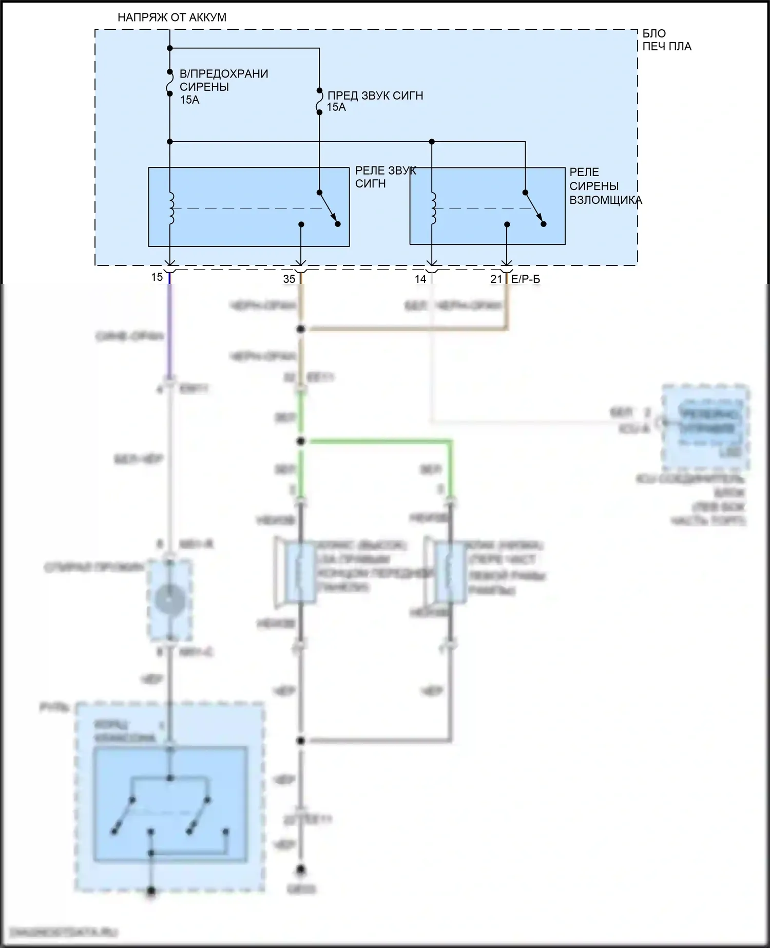 Santa Fe Hyundai IV (2018-2021): Электросхема клаксона 