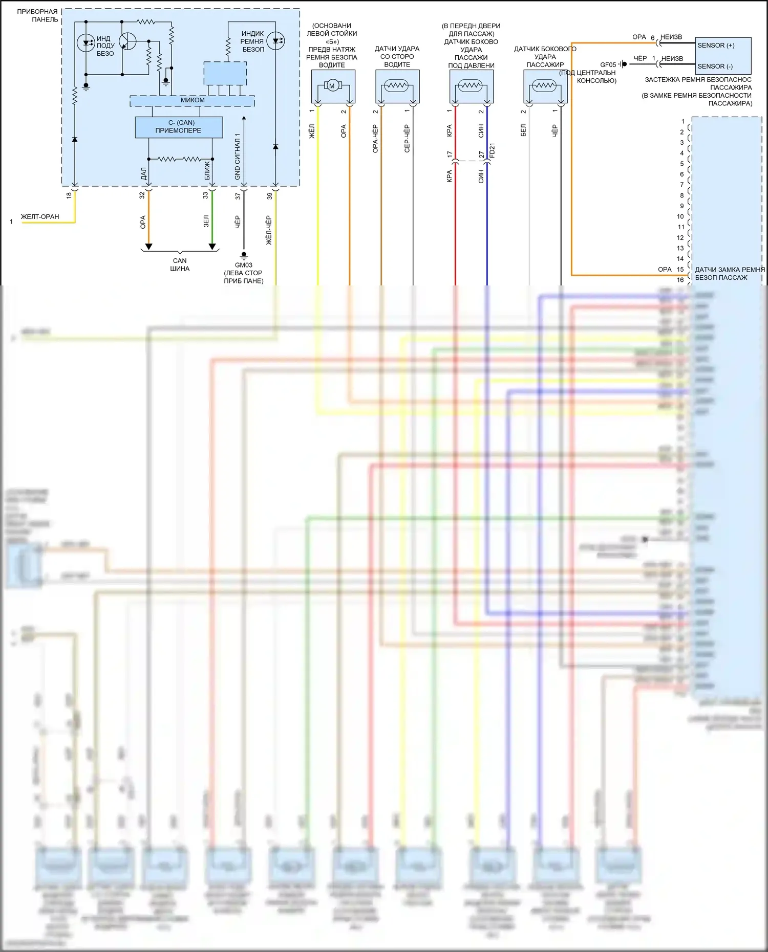 Santa Fe Hyundai IV (2018-2021): Электросхема подушек безопасности (2 из 2) 