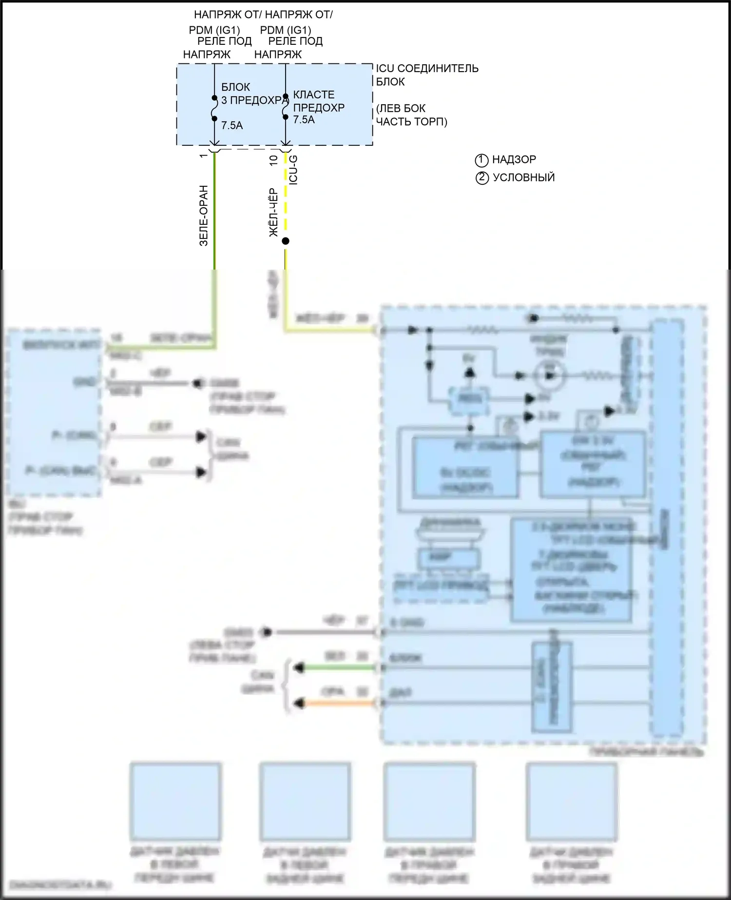 Santa Fe Hyundai IV (2018-2021): Электросхема контроля давления в шинах 