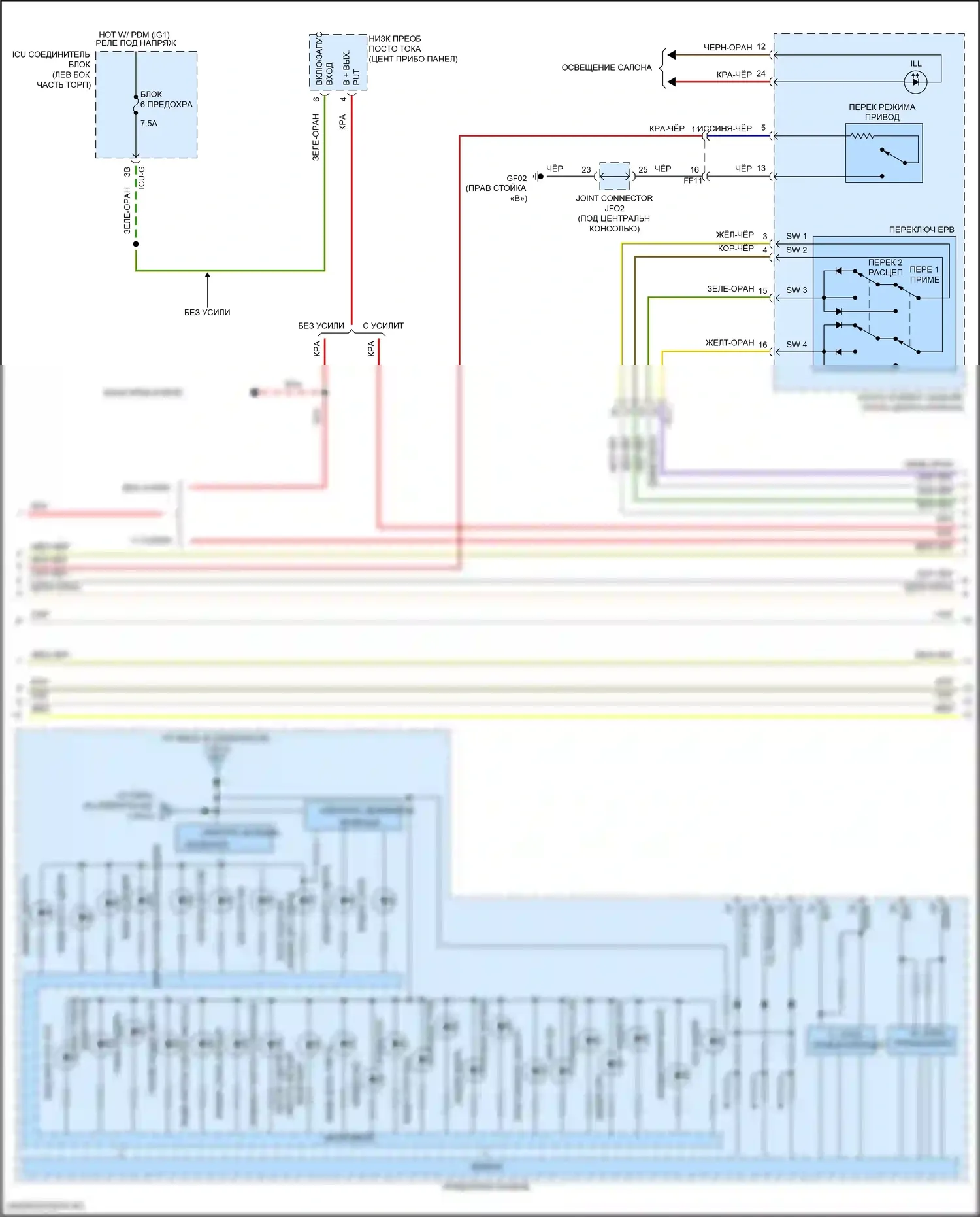 Santa Fe Hyundai IV (2018-2021): Электросхема приборной панели, с обычной панелью (2 из 3) 