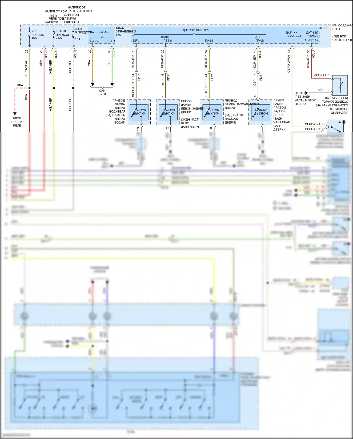Santa Fe Hyundai IV (2018-2021): Электросхема приборной панели, с обычной панелью (3 из 3) 