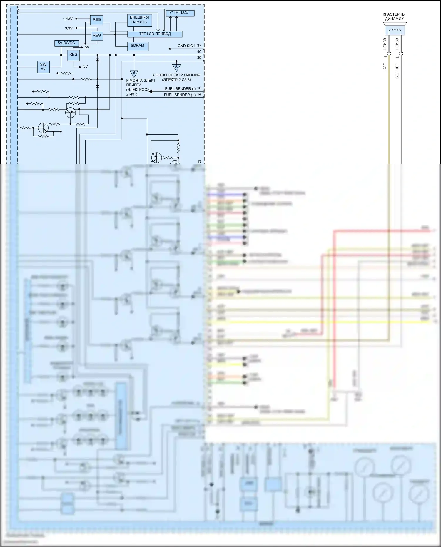 Santa Fe Hyundai IV (2018-2021): Электросхема приборной панели, со сверхвидением (1 из 3) 