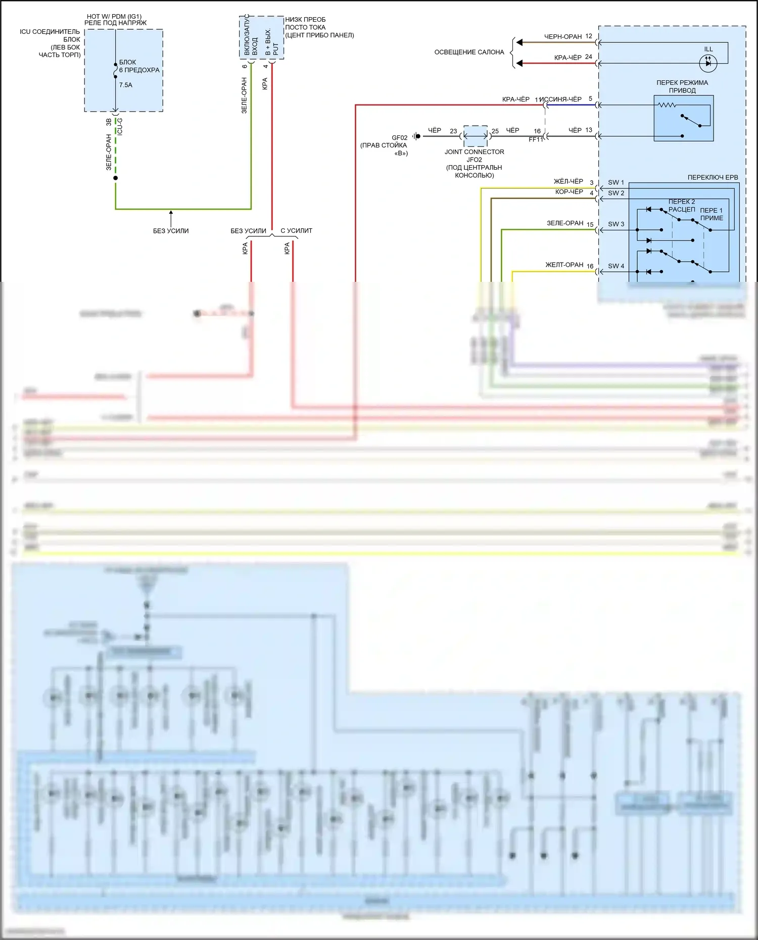 Santa Fe Hyundai IV (2018-2021): Электросхема приборной панели, со сверхвидением (2 из 3) 