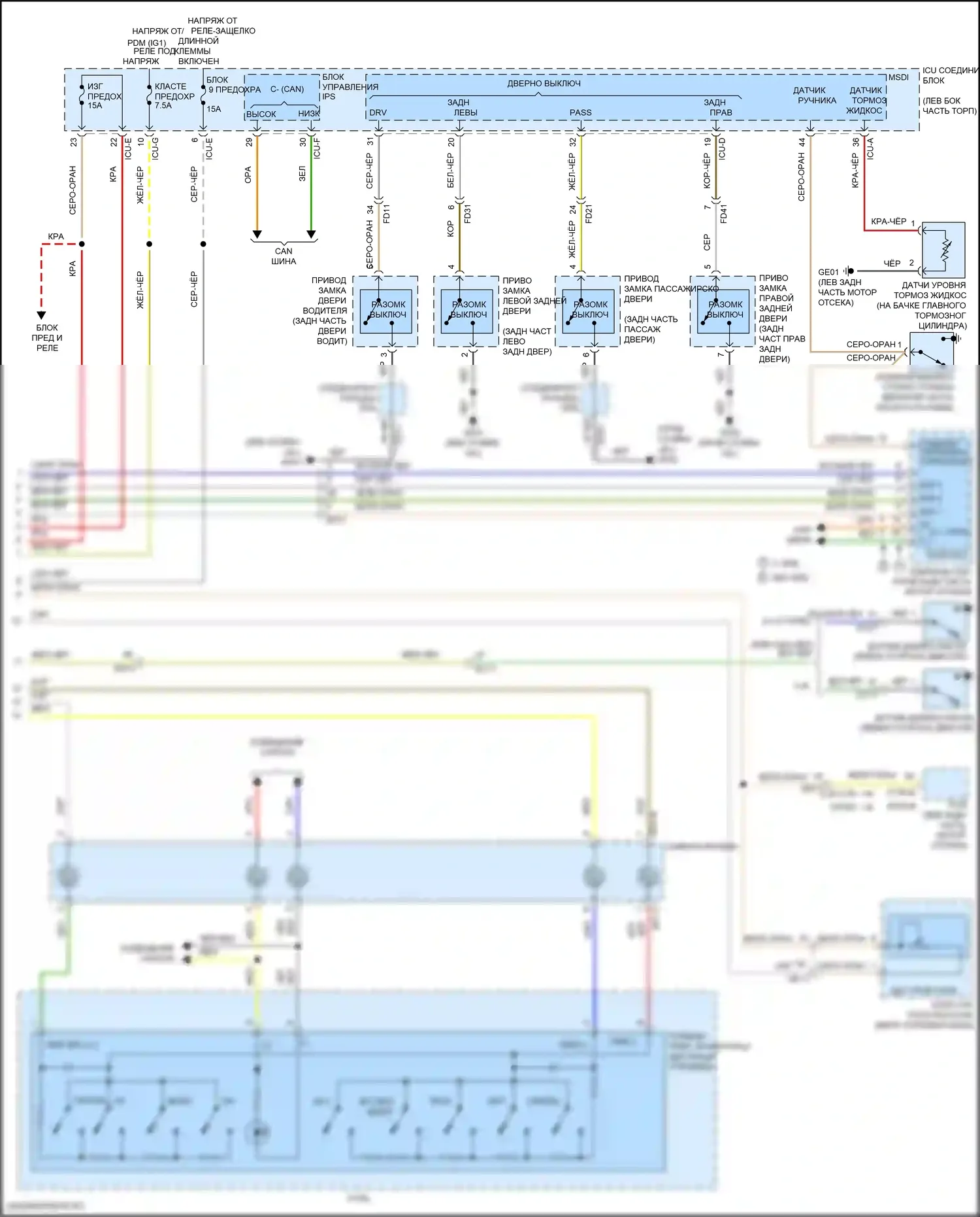 Santa Fe Hyundai IV (2018-2021): Электросхема приборной панели, со сверхвидением (3 из 3) 