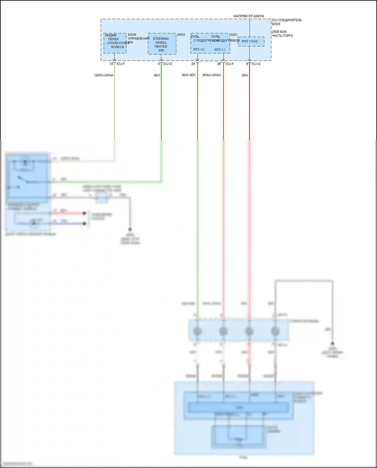 Santa Fe Hyundai IV (2018-2021): Электросхема рулевого колеса с подогревом 