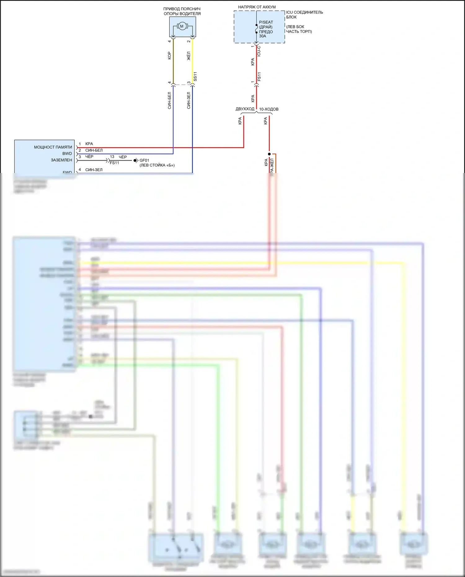 Santa Fe Hyundai IV (2018-2021): Питание водительского сиденья электросхема 