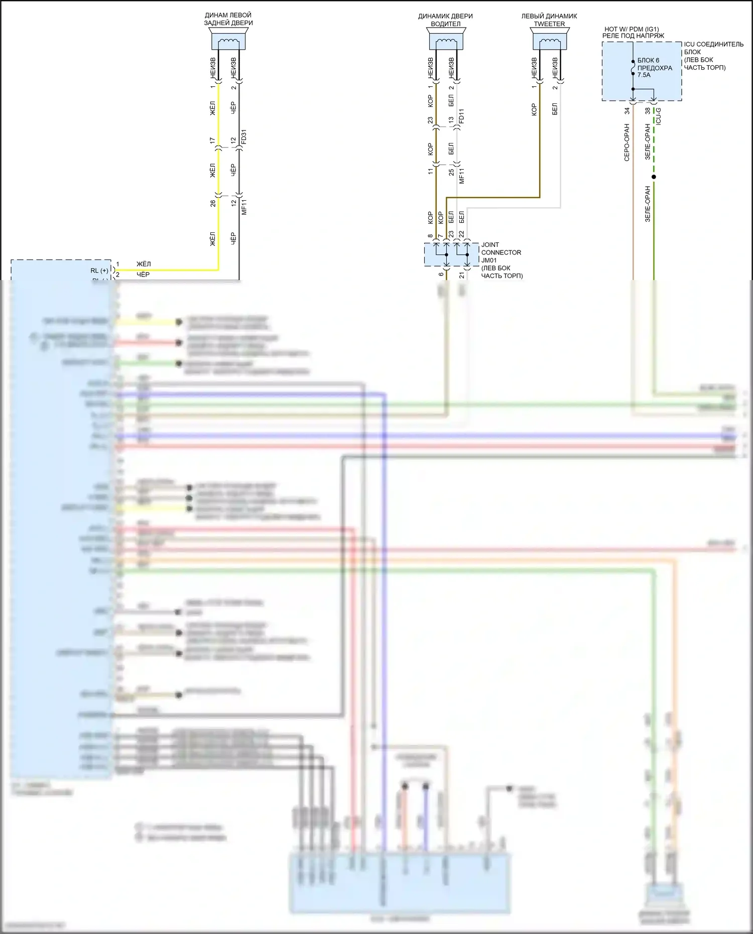Santa Fe Hyundai IV (2018-2021): Электросхема навигации, без дисплея (1 из 3) 