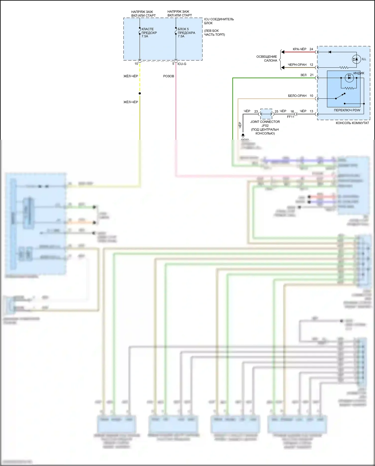 Santa Fe Hyundai IV (2018-2021): Электросхема парктроника 