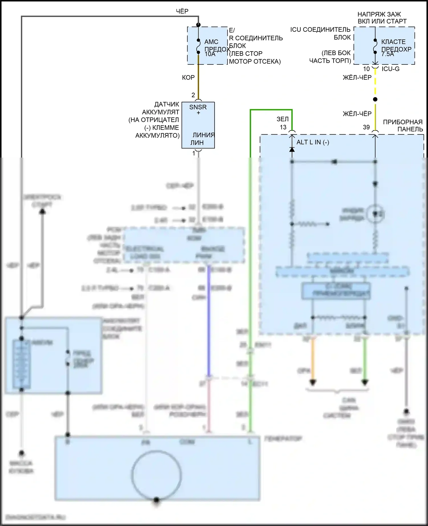 Santa Fe Hyundai IV (2018-2021): Электросхема генератора 