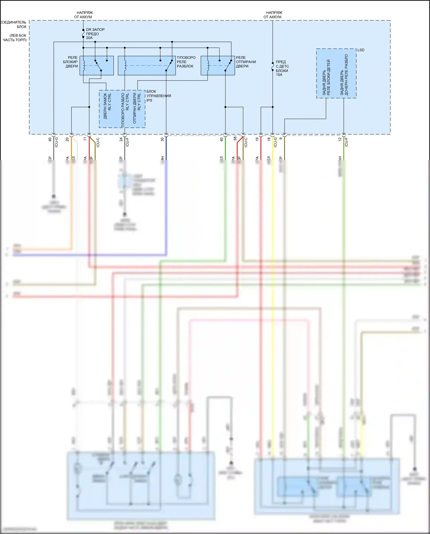 Santa Fe Hyundai IV (2018-2021): Электросхема центрального замка (2 из 3) 