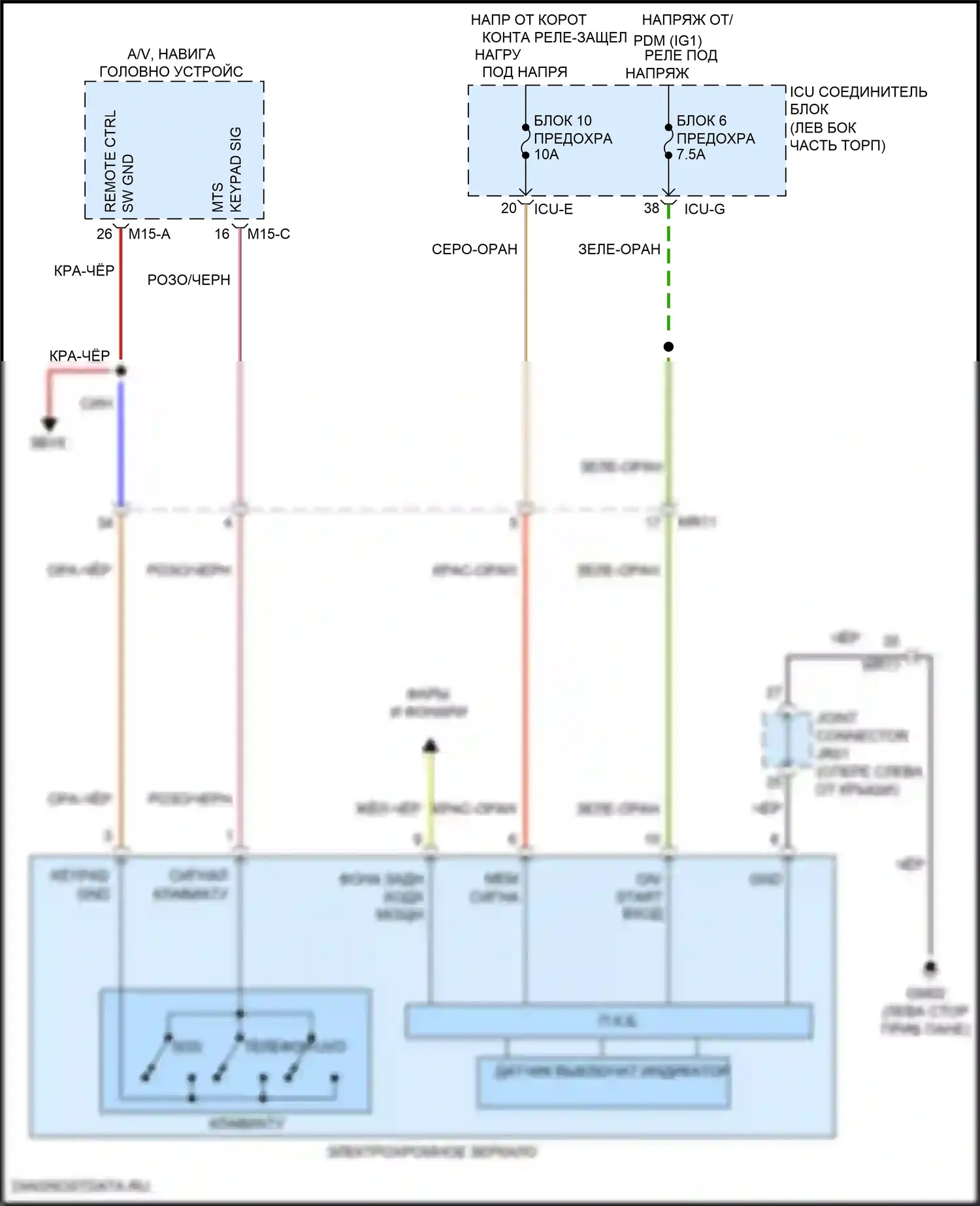 Santa Fe Hyundai IV (2018-2021): Электросхема электрохромного зеркала, с homelink 