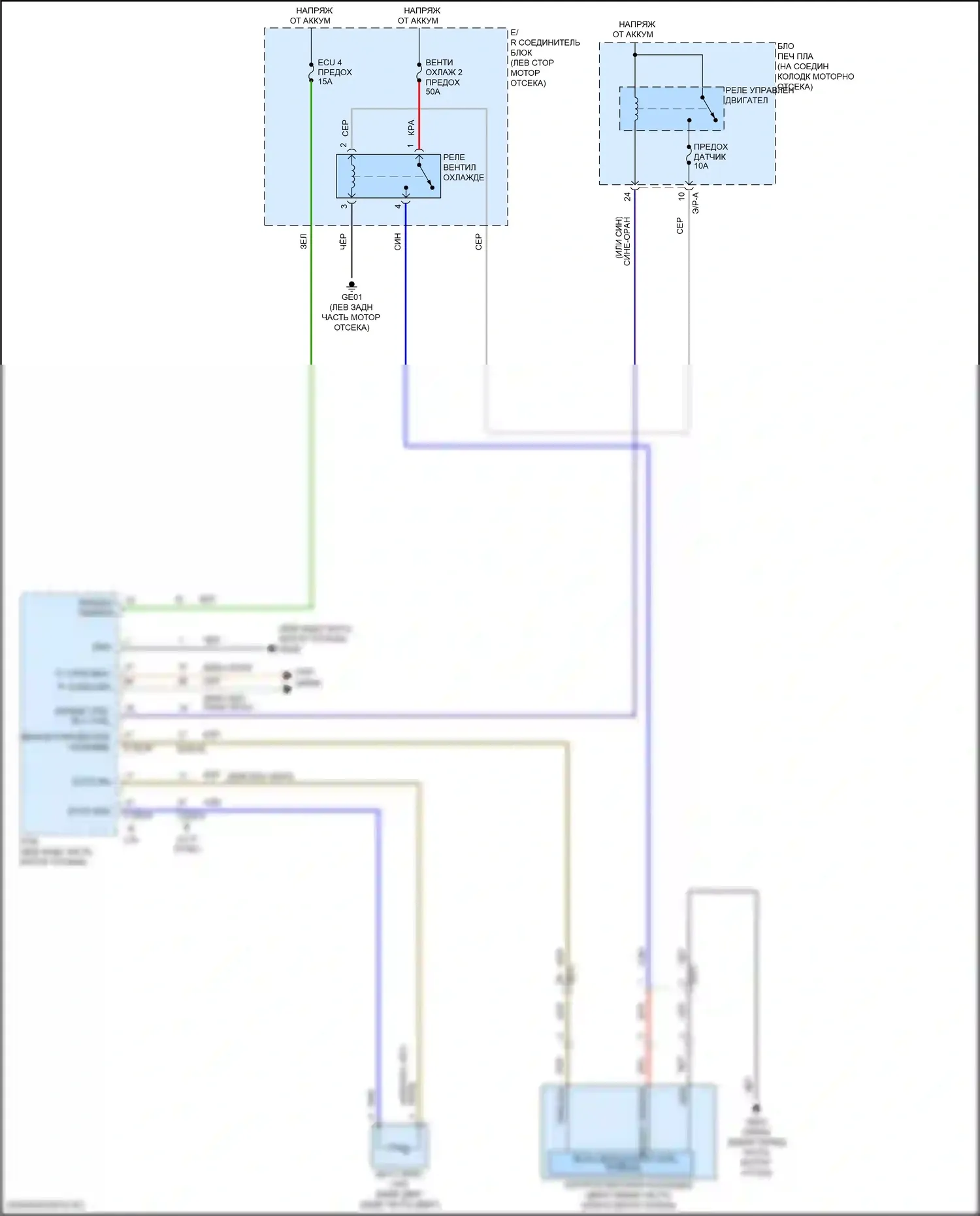 Santa Fe Hyundai IV (2018-2021): Электросхема вентилятора охлаждения 