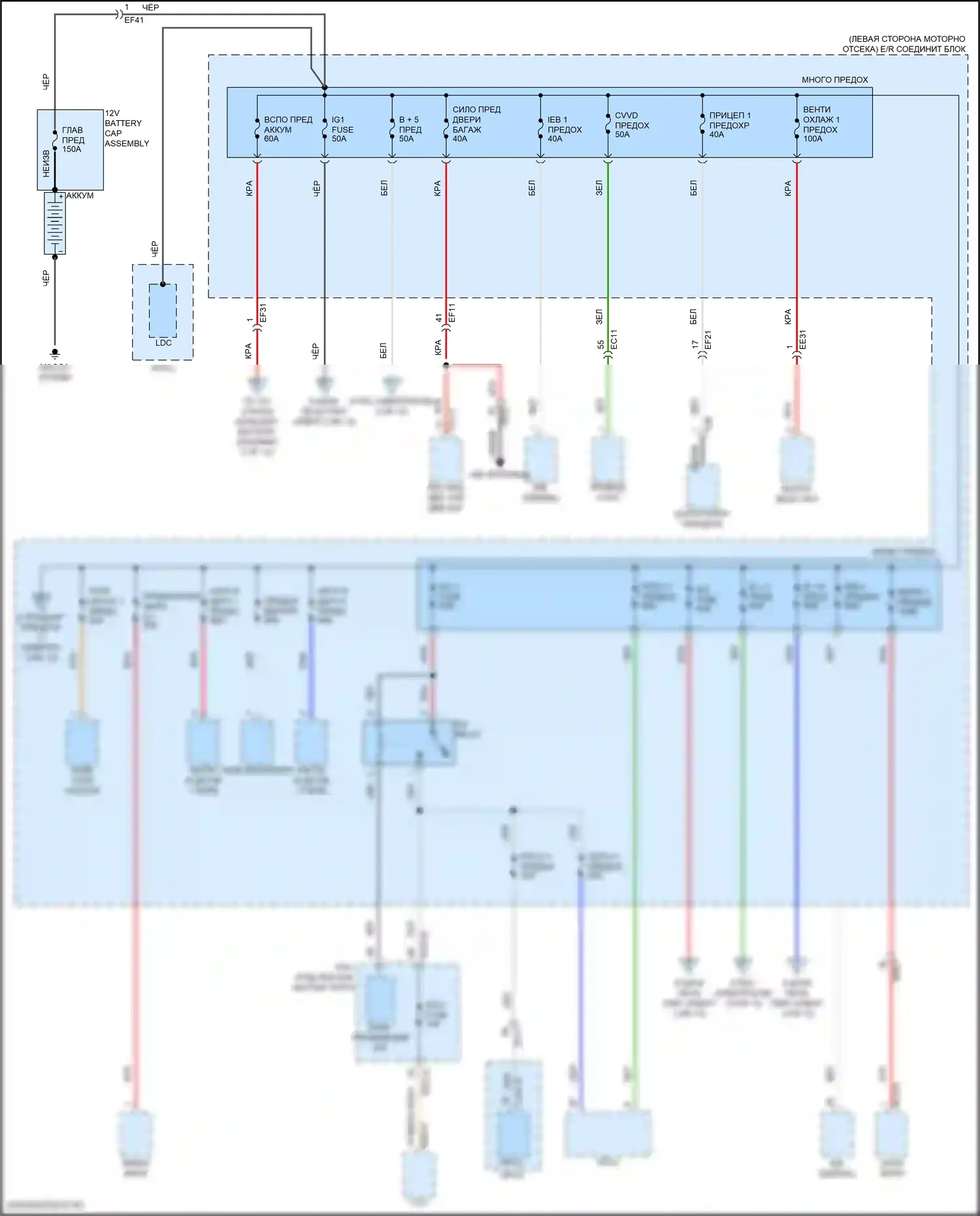 Santa Fe Hyundai V (2023-2024): Электросхема блока предохранителей реле, гибридного (1 из 12) 