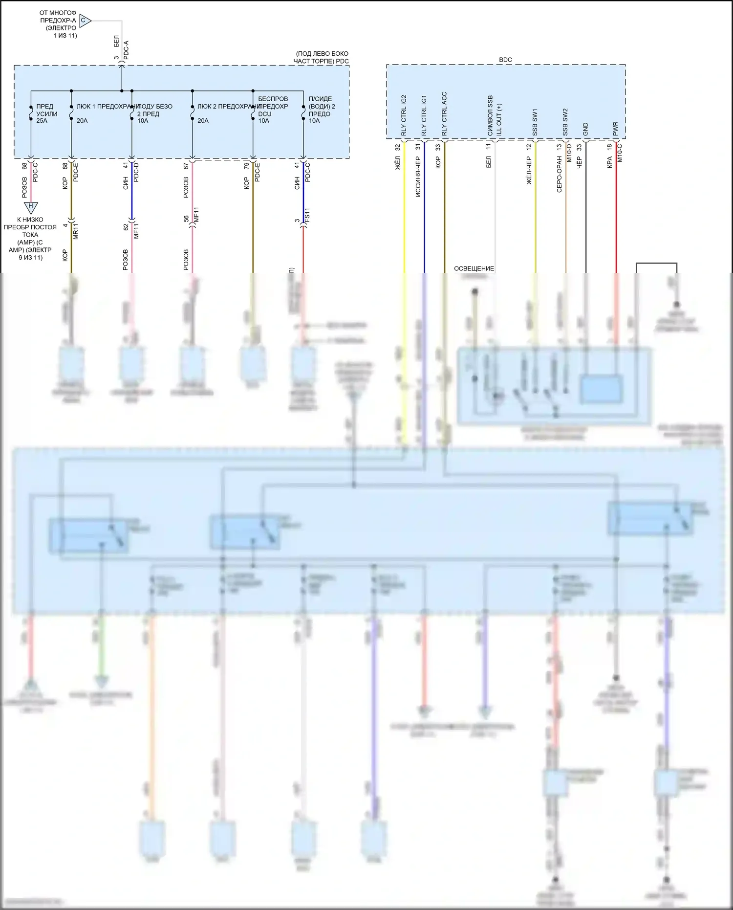 Santa Fe Hyundai V (2023-2024): Электросхема блока предохранителей реле, кроме гибридного (2 из 11) 