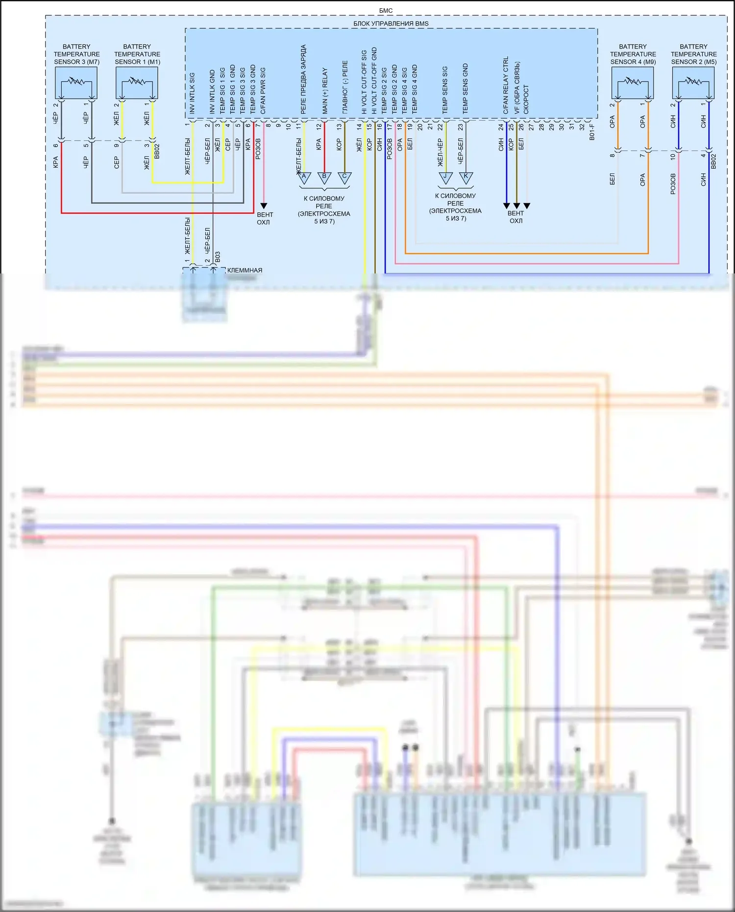 Santa Fe Hyundai V (2023-2024): Электросхема двигателя 1.6л турбо гибрид, электросхема управления гибридом (4 из 7) 