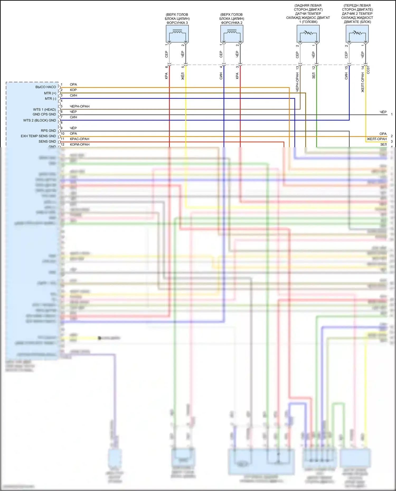 Santa Fe Hyundai V (2023-2024): Электросхема двигателя 1,6л турбогибрида, электросхема органов управления двигателем (1 из 8) 