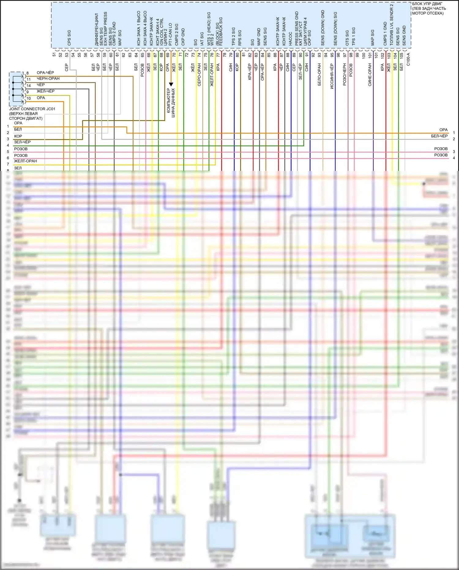 Santa Fe Hyundai V (2023-2024): Электросхема двигателя 1,6л турбогибрида, электросхема органов управления двигателем (3 из 8) 