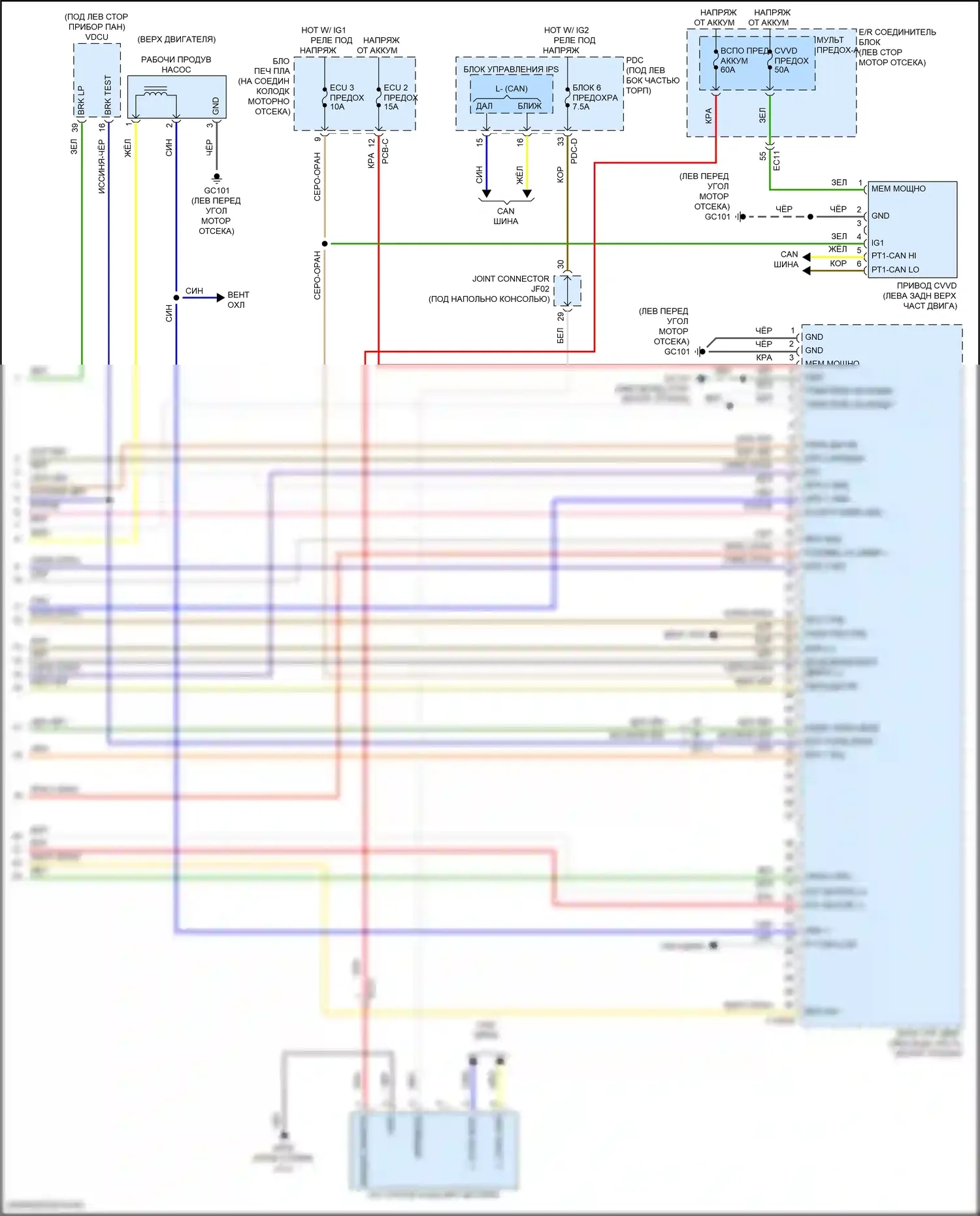 Santa Fe Hyundai V (2023-2024): Электросхема двигателя 1,6л турбогибрида, электросхема органов управления двигателем (8 из 8) 