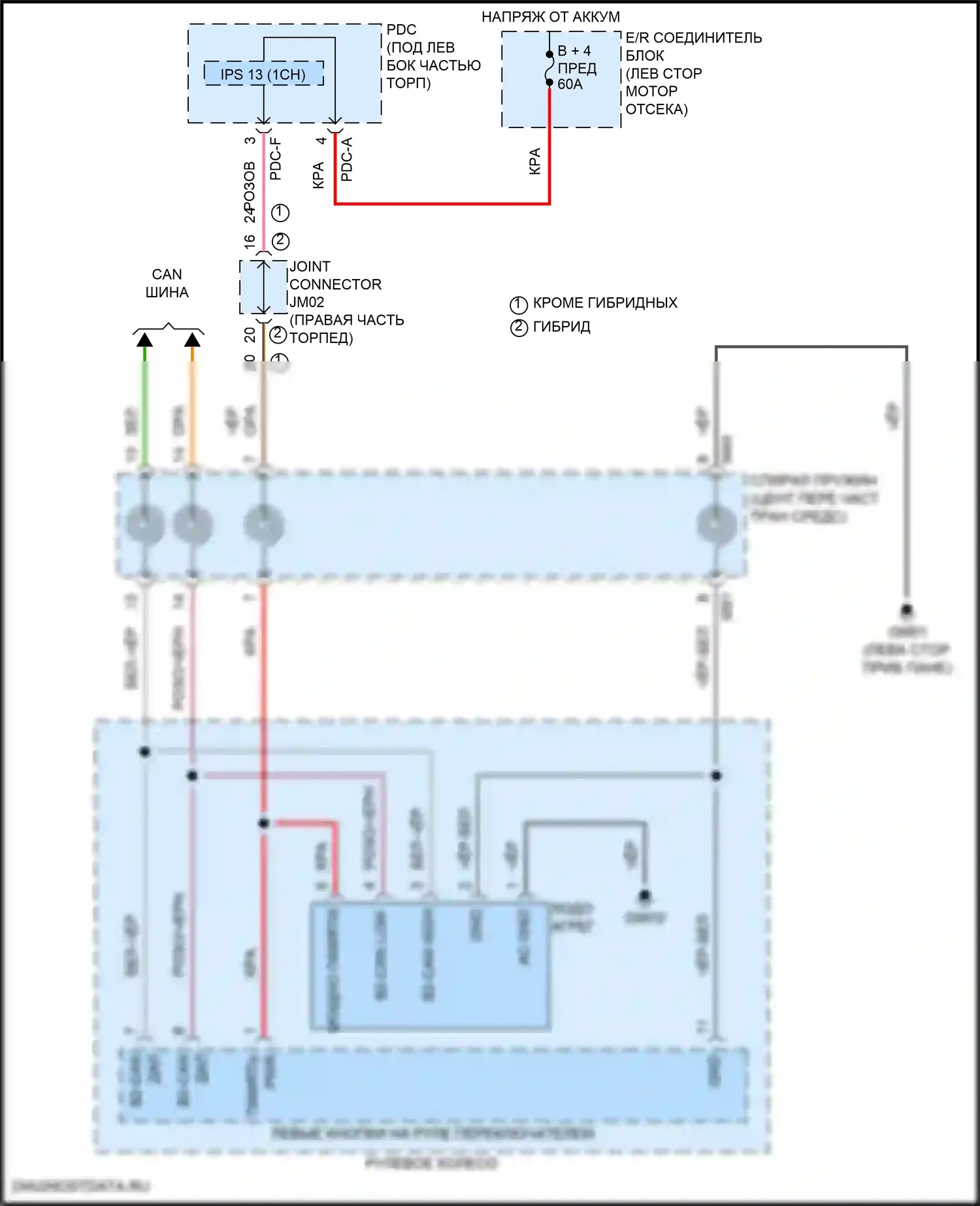 Santa Fe Hyundai V (2023-2024): Электросхема датчиков касания рулевого колеса 