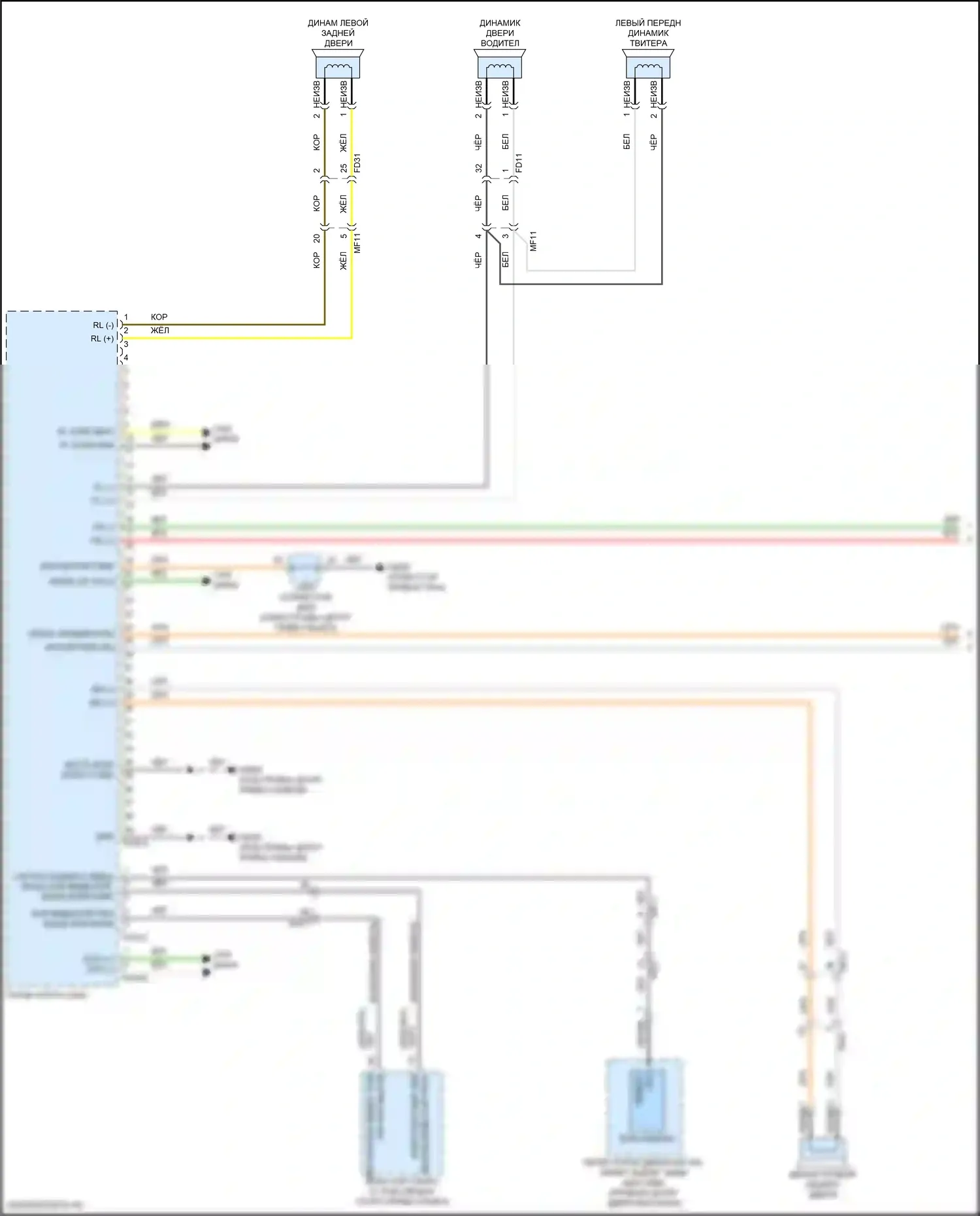 Santa Fe Hyundai V (2023-2024): Электросхема магнитолы, без усилителя (1 из 5) 