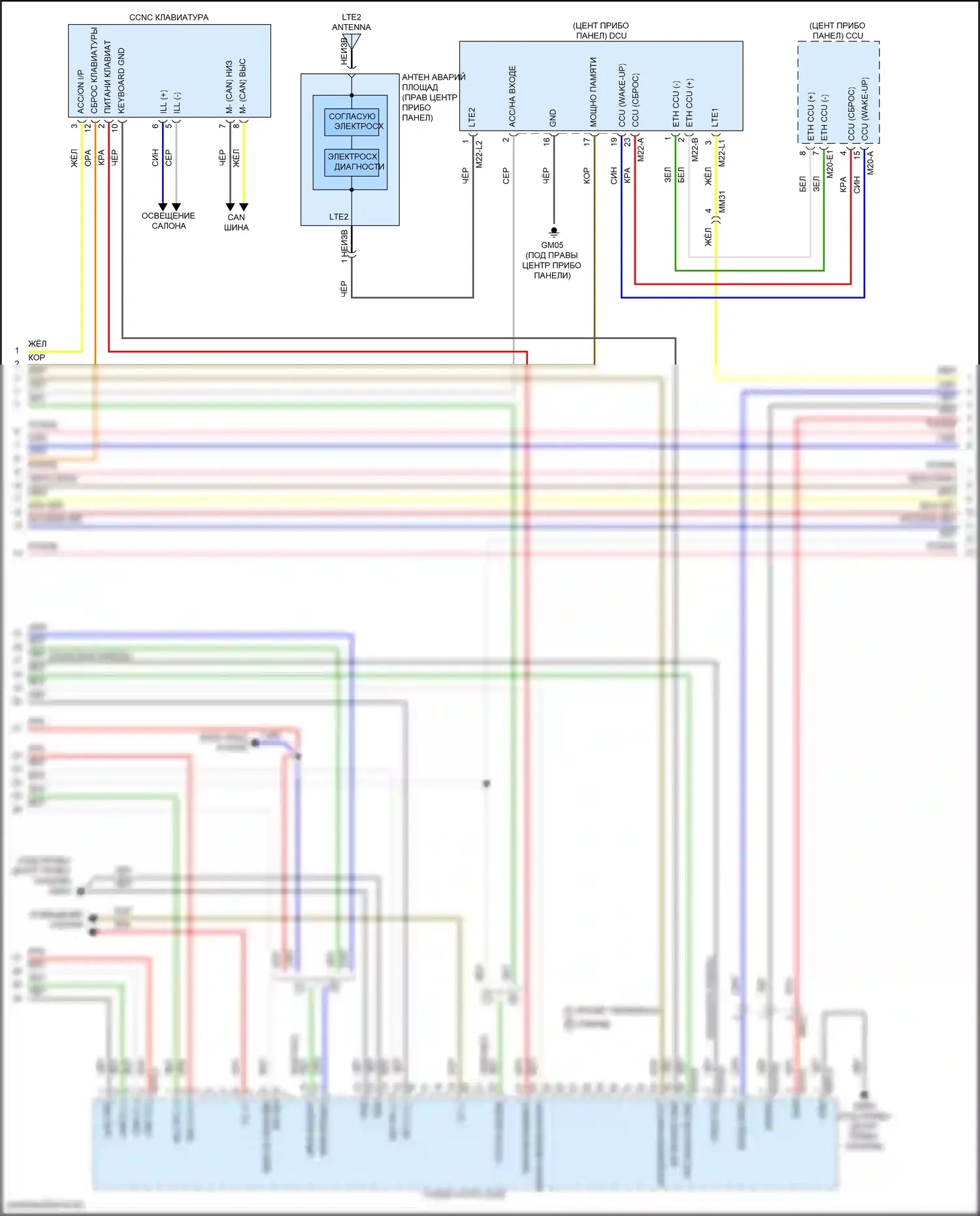 Santa Fe Hyundai V (2023-2024): Электросхема магнитолы, с усилителем (3 из 5) 