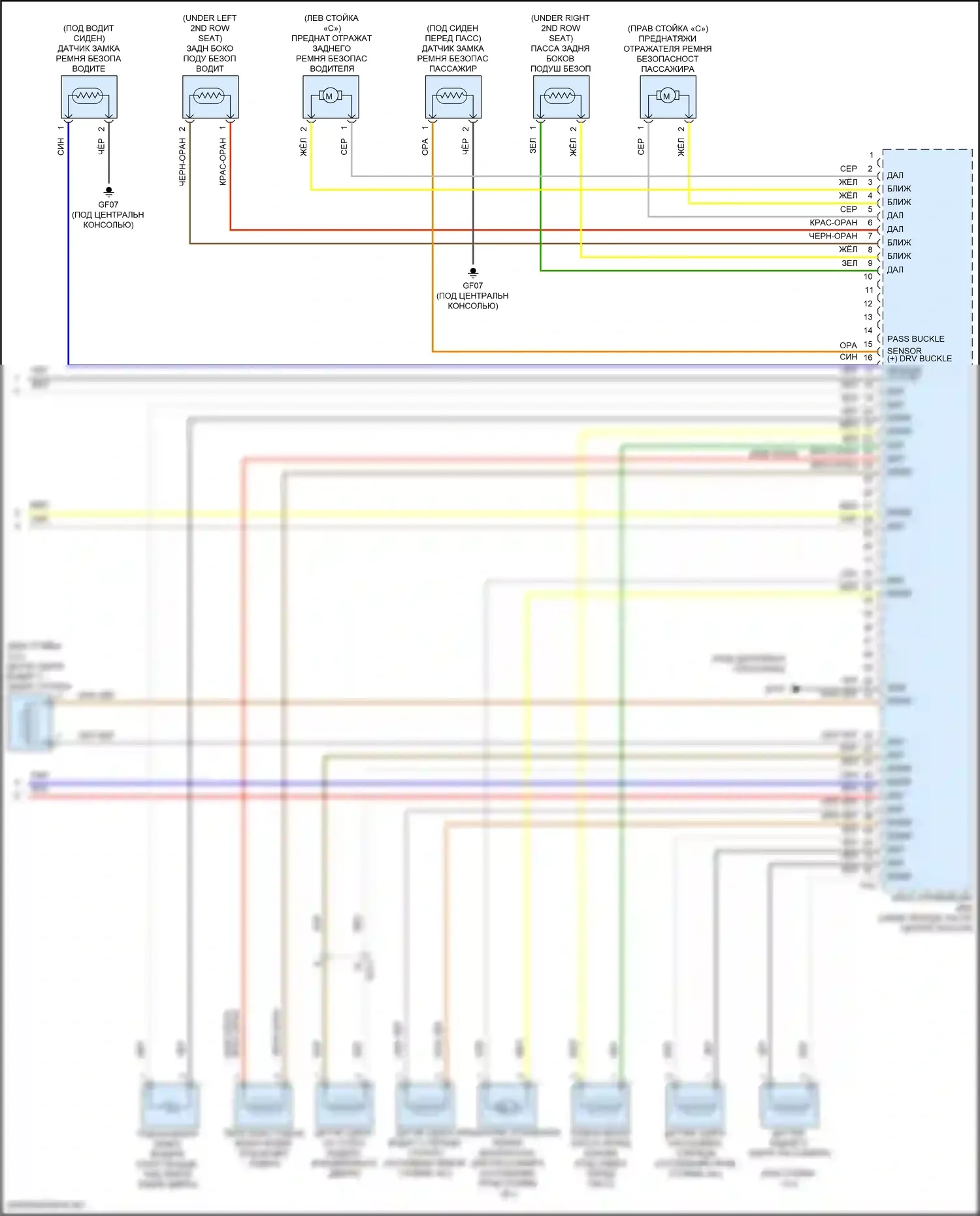 Santa Fe Hyundai V (2023-2024): Электросхема подушек безопасности (3 из 3) 