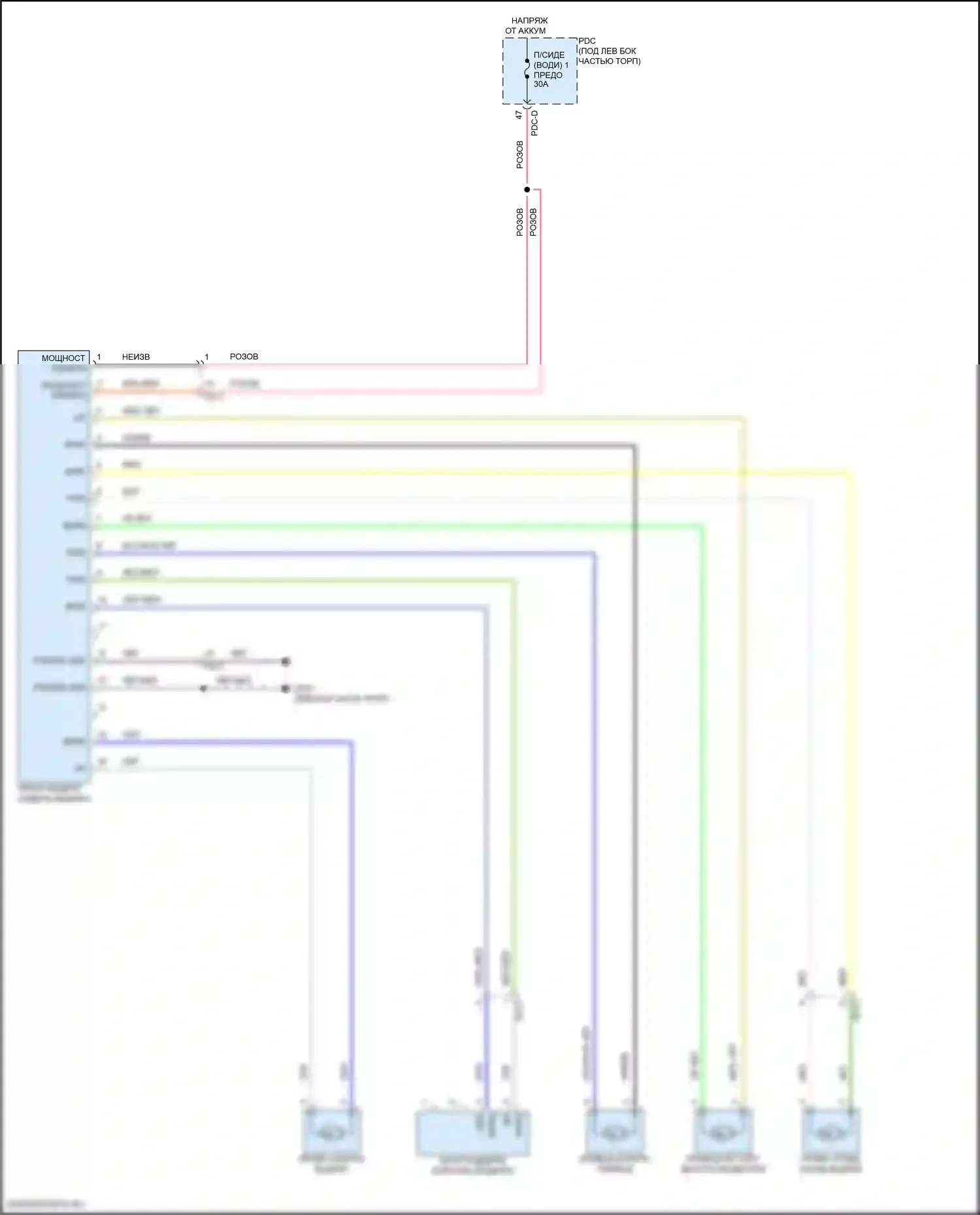 Santa Fe Hyundai V (2023-2024): Питание водительского сиденья электросхема соединений, 8-ходовая 