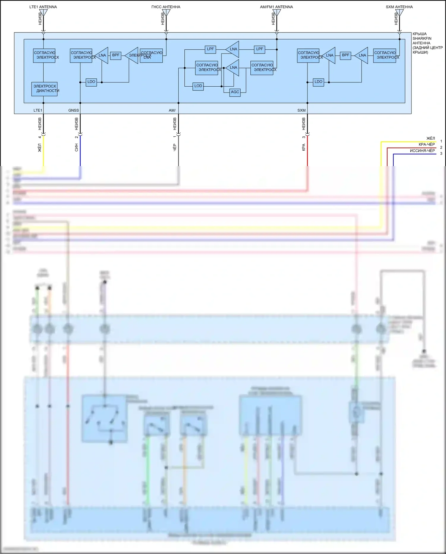Santa Fe Hyundai V (2023-2024): Электросхема навигации, с усилителем (4 из 5) 