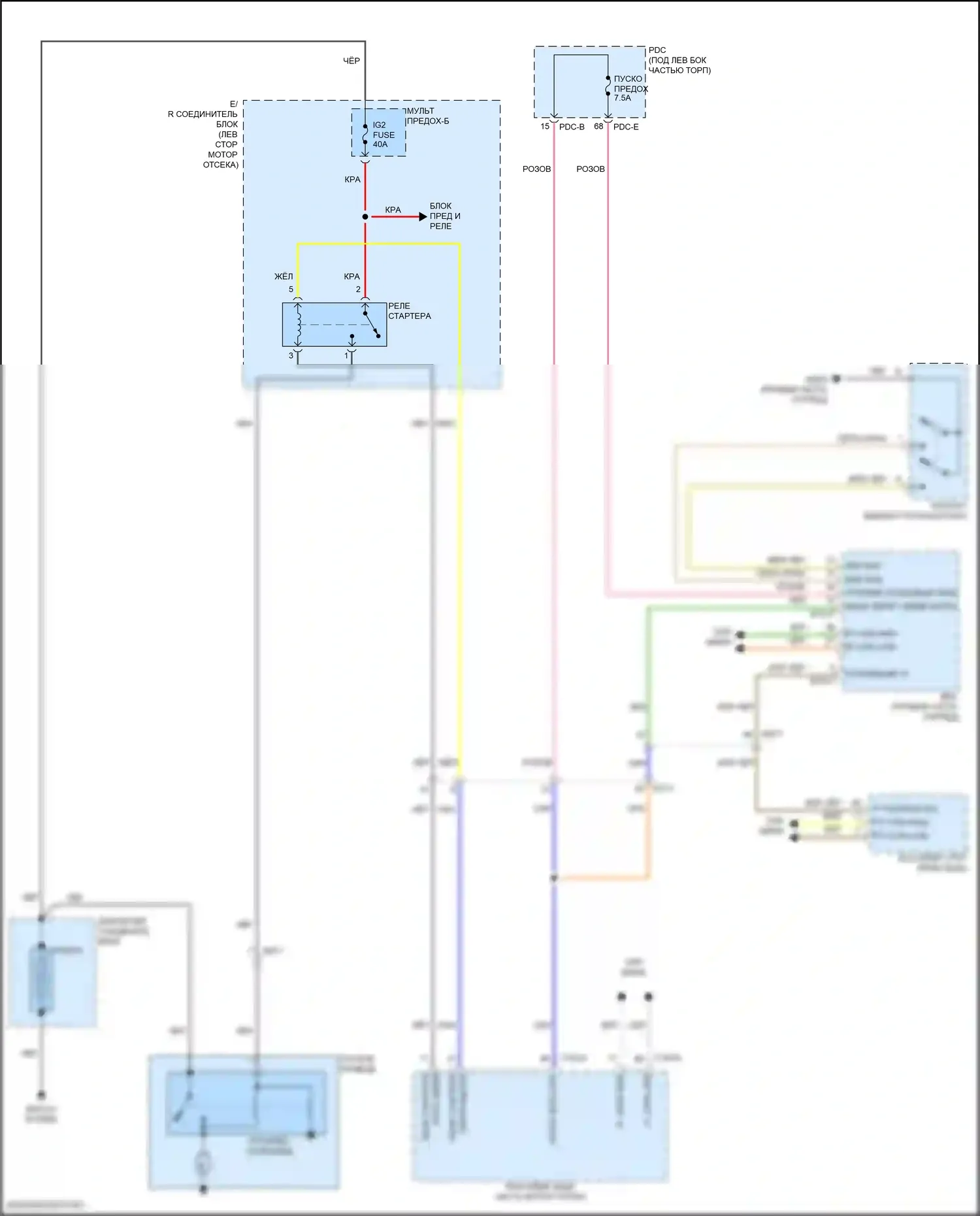 Santa Fe Hyundai V (2023-2024): Электросхема стартера 