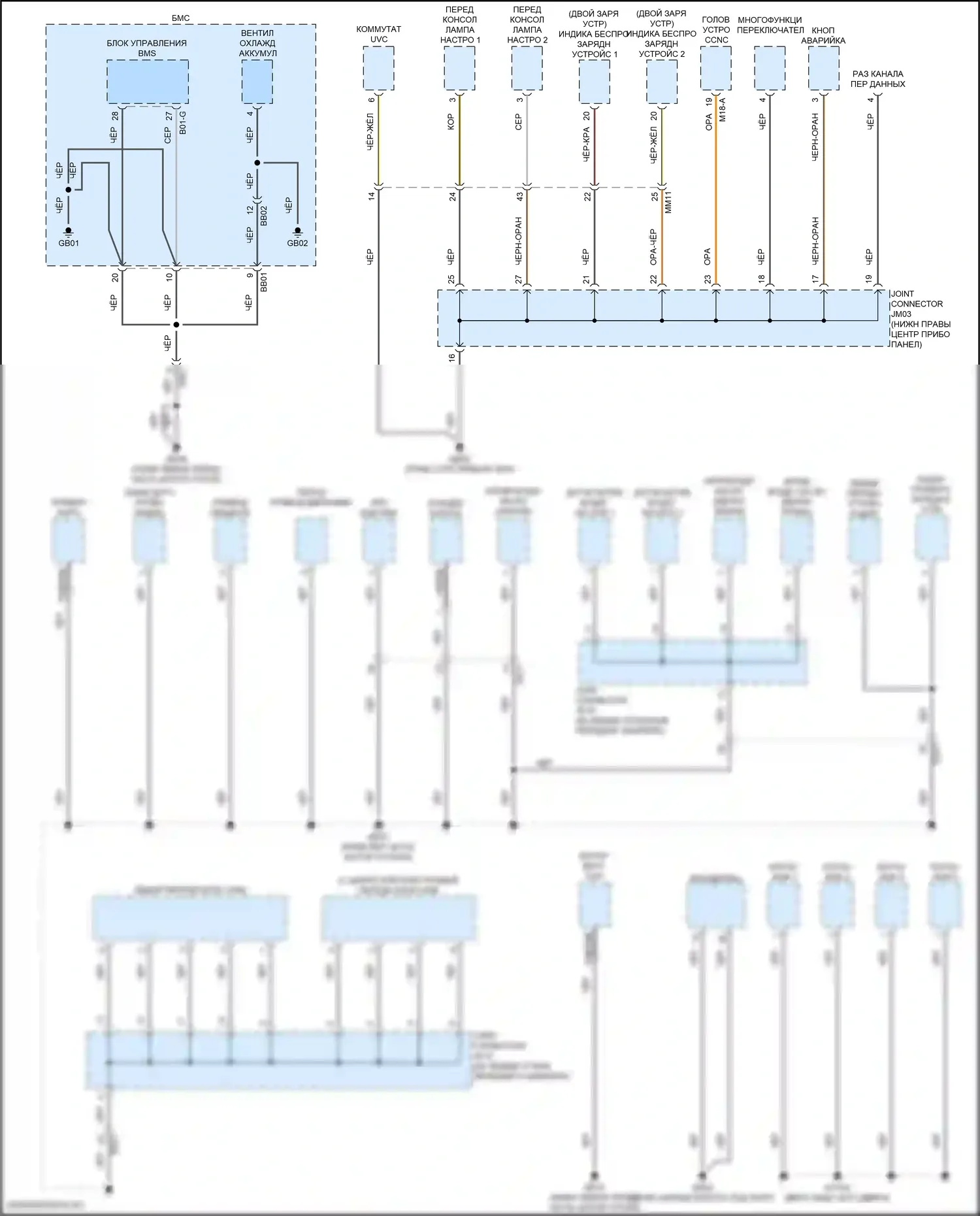 Santa Fe Hyundai V (2023-2024): Электросхема разводки массы, гибридная (3 из 8) 