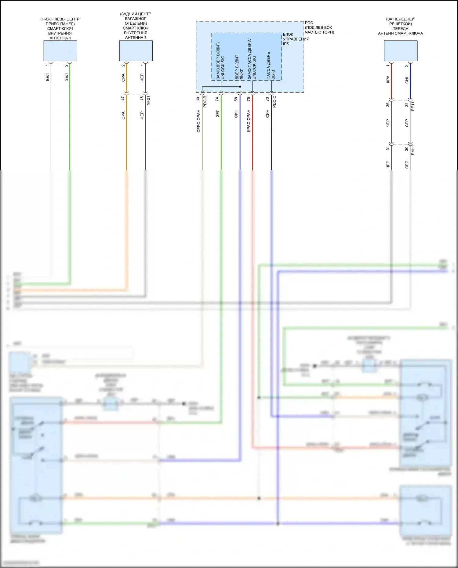 Santa Fe Hyundai V (2023-2024): Электросхема центрального замка (6 из 8) 