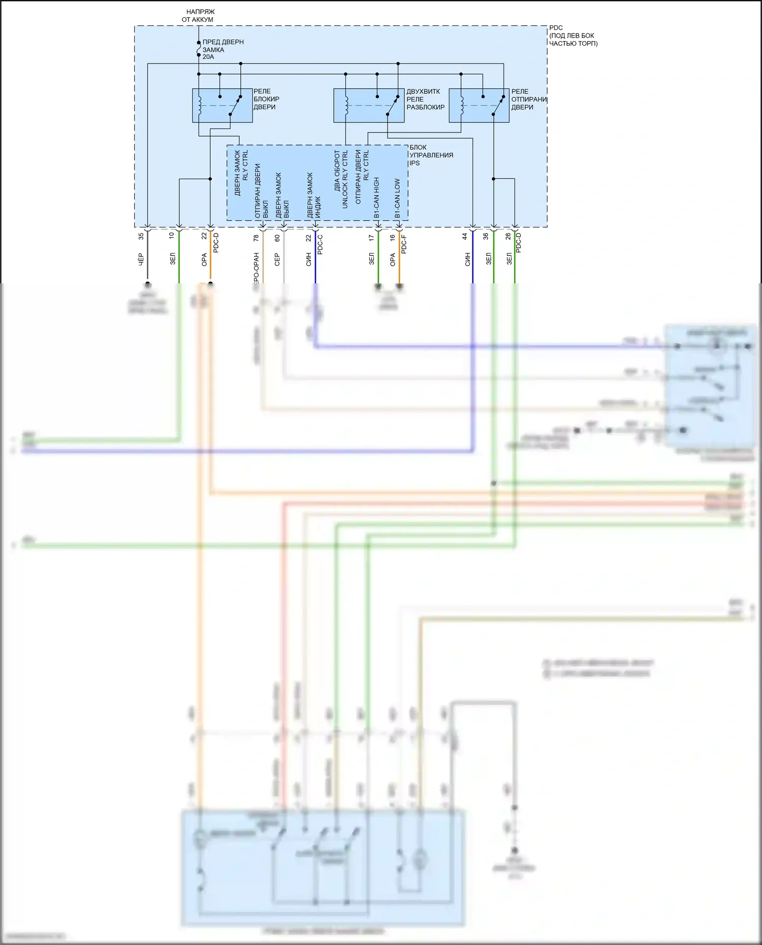 Santa Fe Hyundai V (2023-2024): Электросхема центрального замка (7 из 8) 