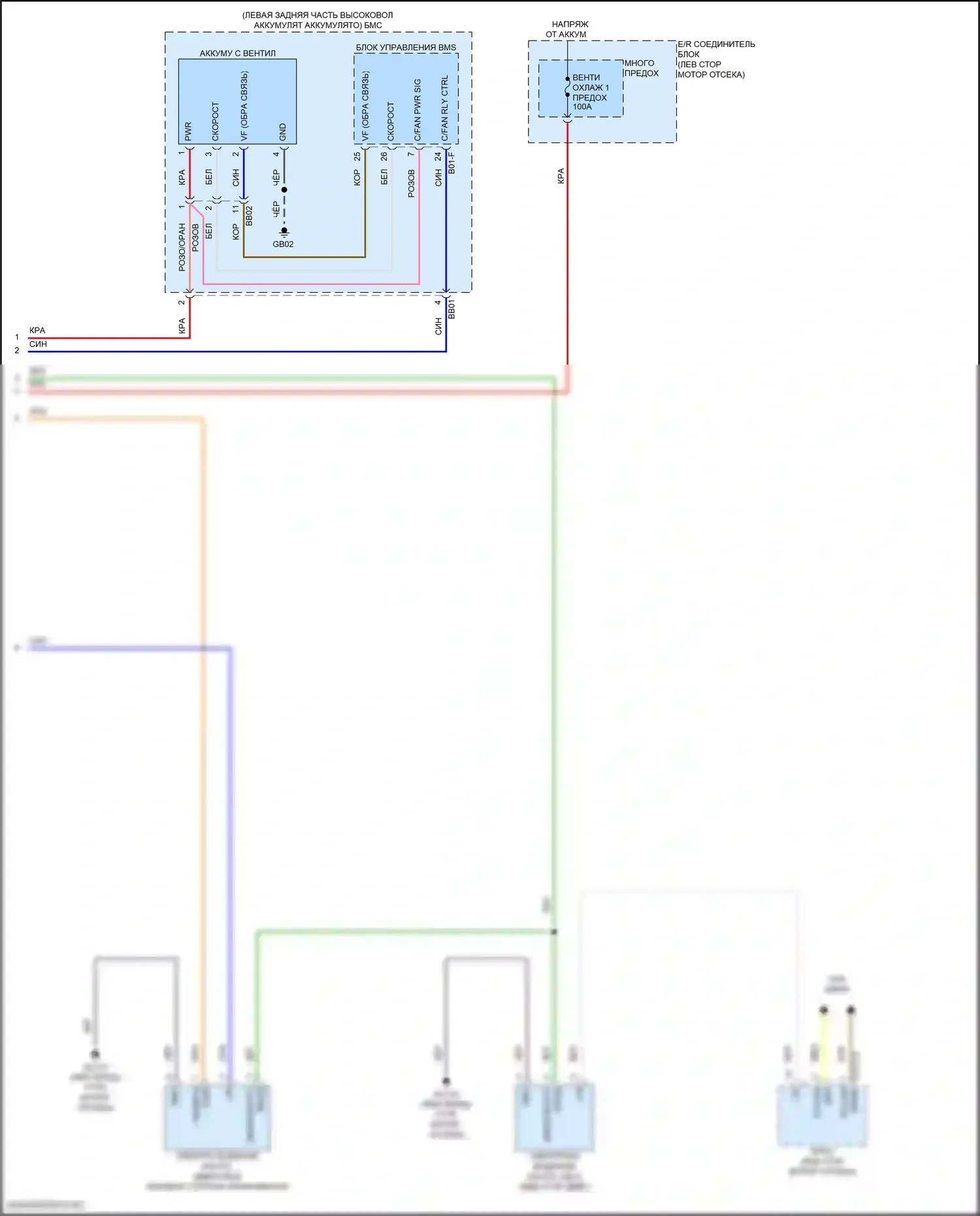 Santa Fe Hyundai V (2023-2024): Электросхема вентилятора охлаждения, гибридного (2 из 2) 