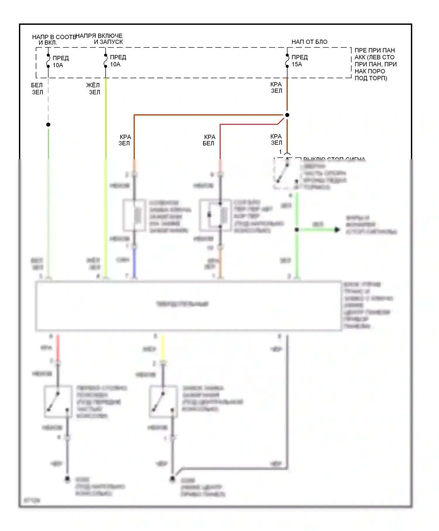 Sonata Hyundai III рестайлинг (1996-1998): Электросхема блокировки селектора 
