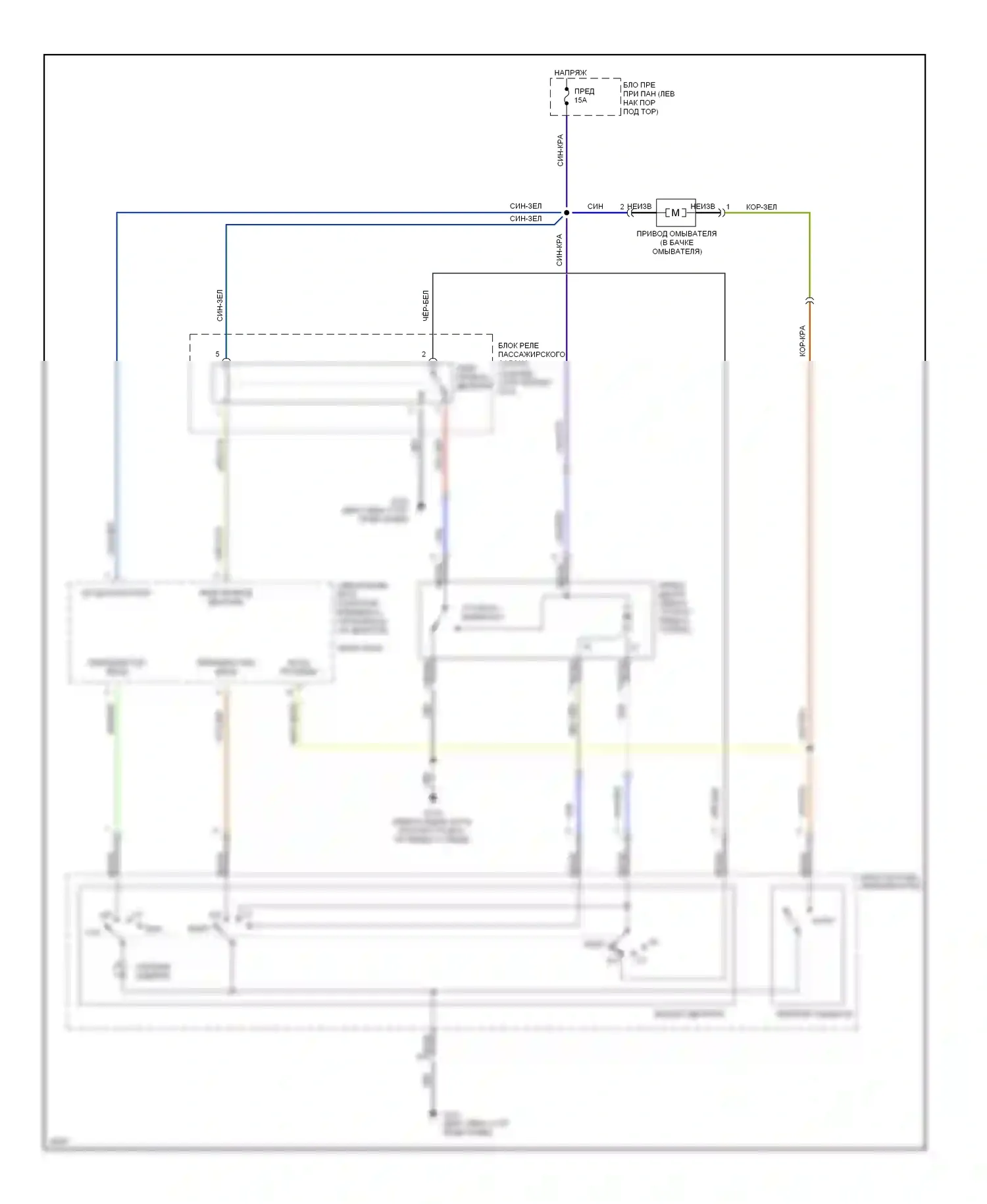 Sonata Hyundai III рестайлинг (1996-1998): Дворники и омыватели электросхема, с блоком etacs 