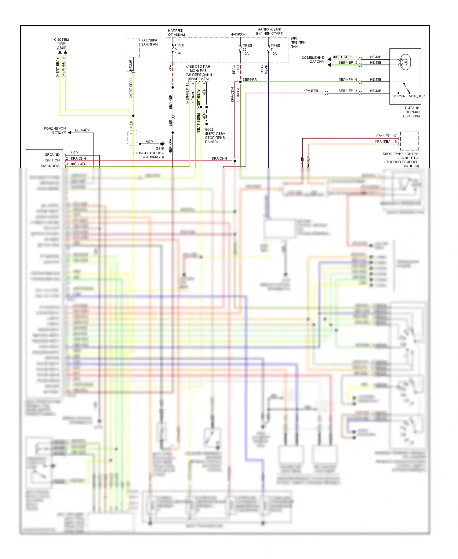 Sonata Hyundai III рестайлинг (1996-1998): 3,0л, электросхема автоматической коробки передач 