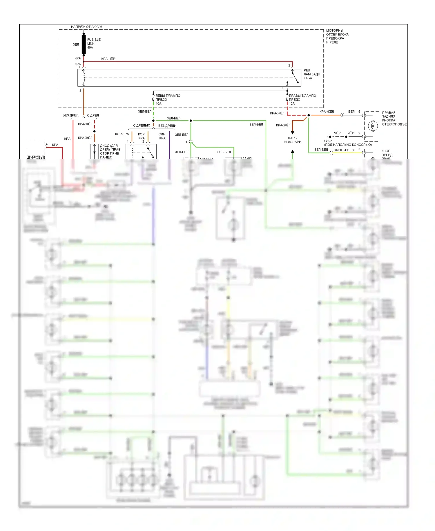Sonata Hyundai III рестайлинг (1996-1998): Электросхема подсветки приборной панели 