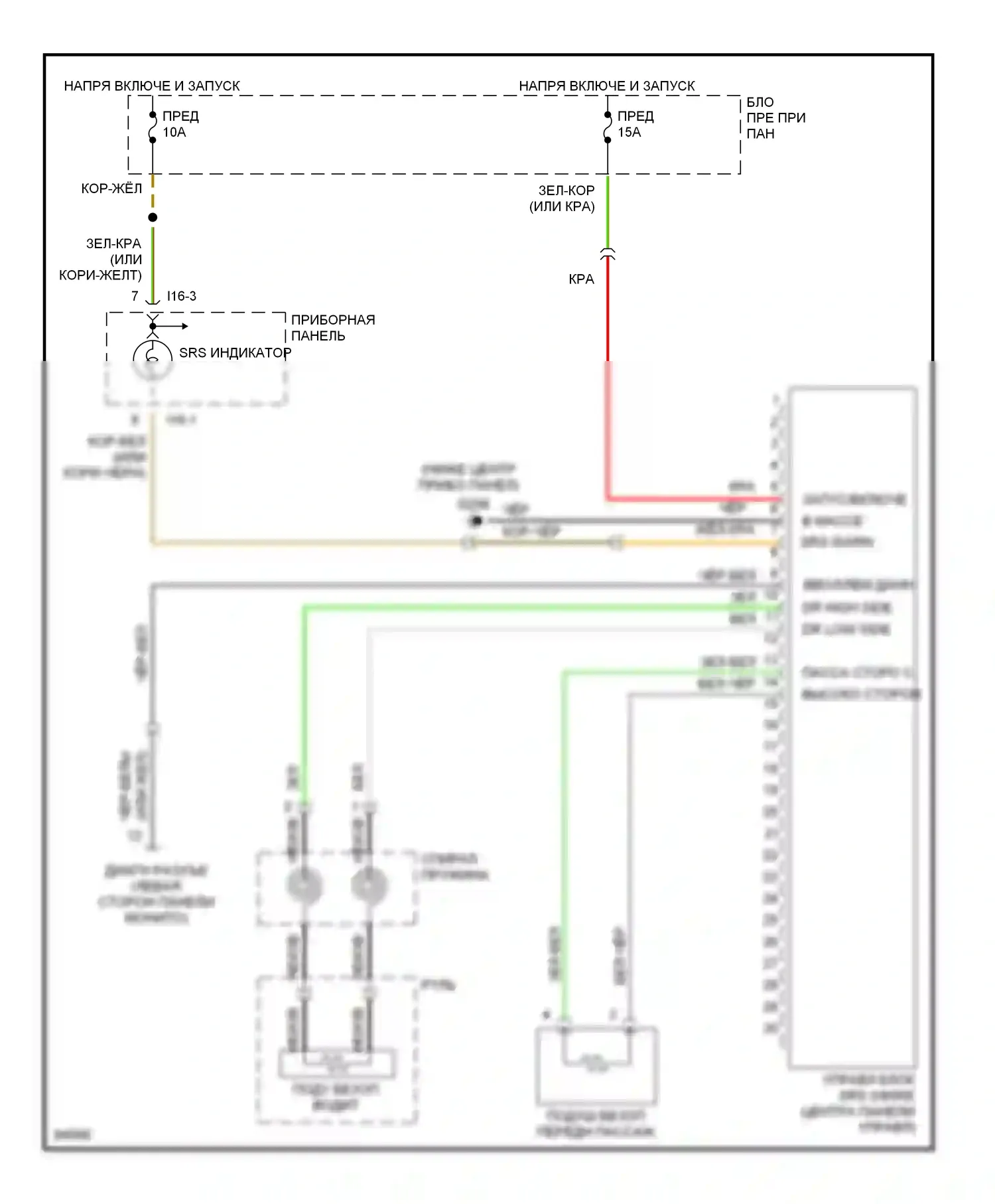 Sonata Hyundai III рестайлинг (1996-1998): Электросхема подушек безопасности 
