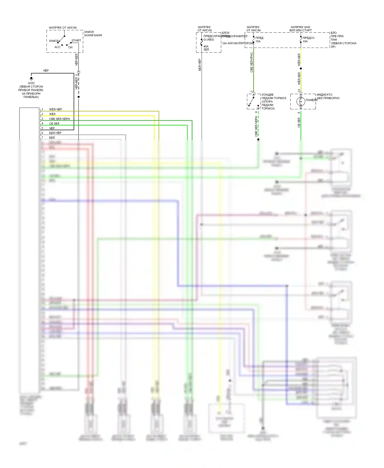 Sonata Hyundai III (1993-1996): Электросхемы антиблокировочной системы abs 