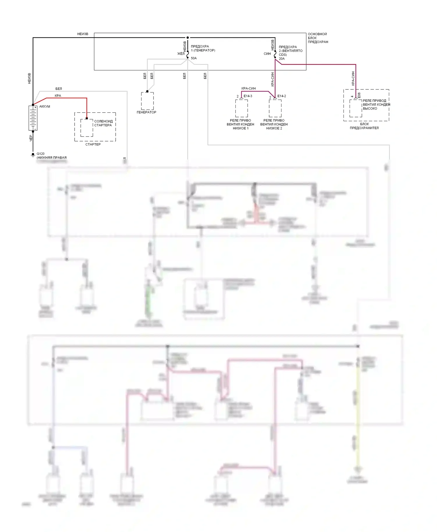 Sonata Hyundai III (1993-1996): Электросхема блока предохранителей реле (1 из 5) 