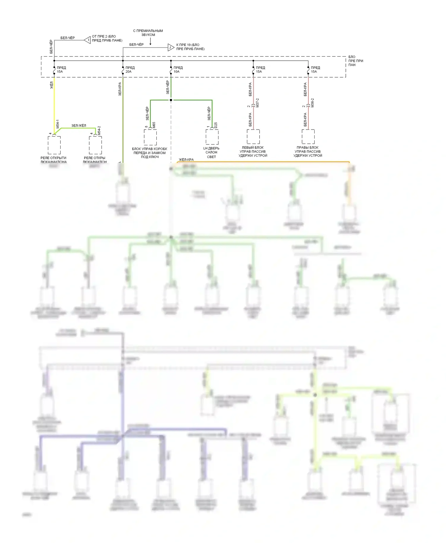 Sonata Hyundai III (1993-1996): Электросхема блока предохранителей реле (4 из 5) 