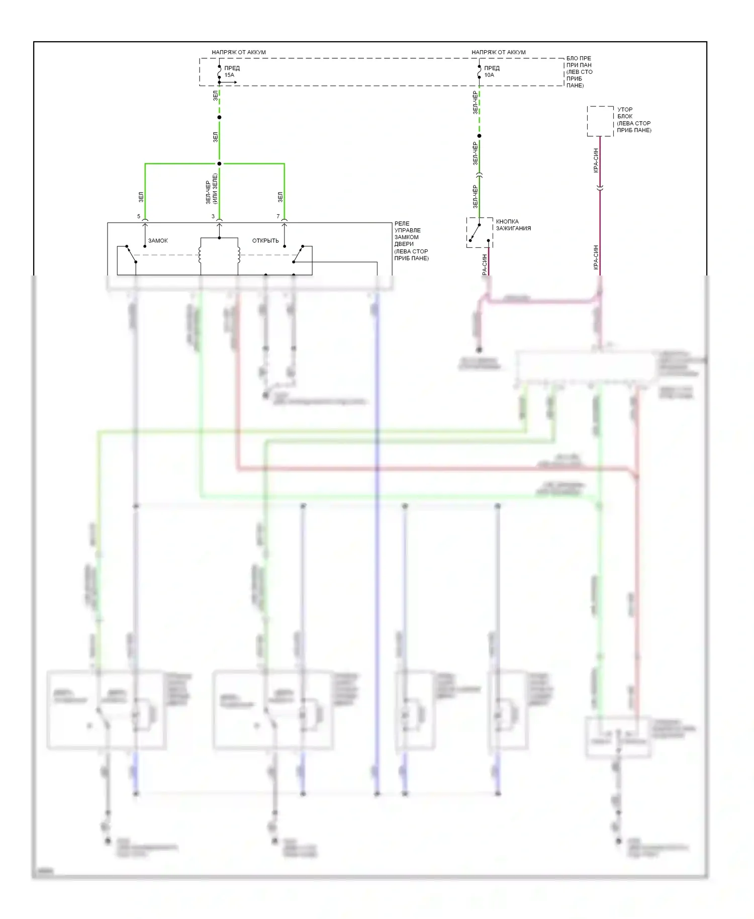 Sonata Hyundai III (1993-1996): Электросхема замка силовой двери 