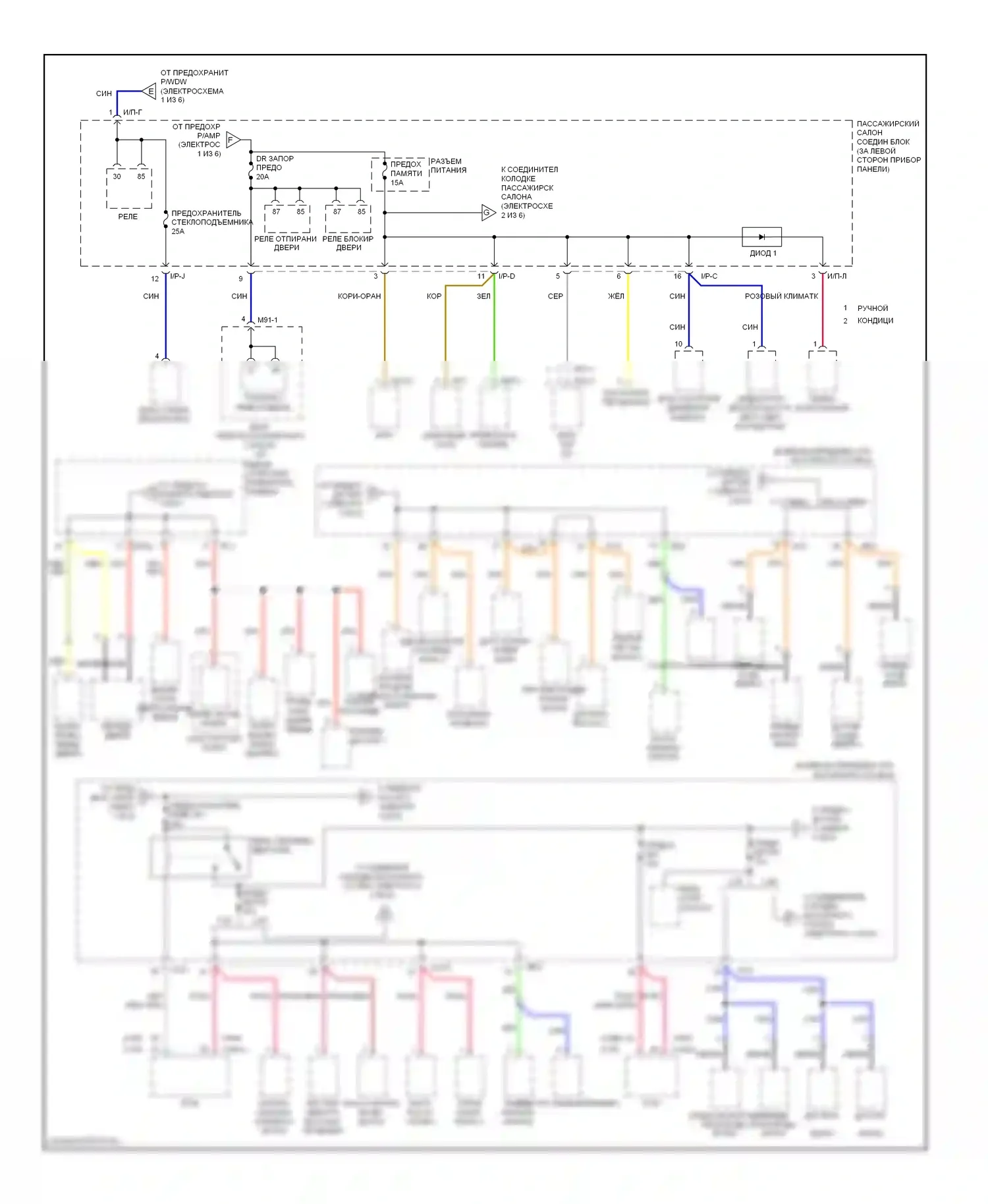Sonata Hyundai IV рестайлинг (2001-2012): Электросхема блока предохранителей реле (2 из 6) 