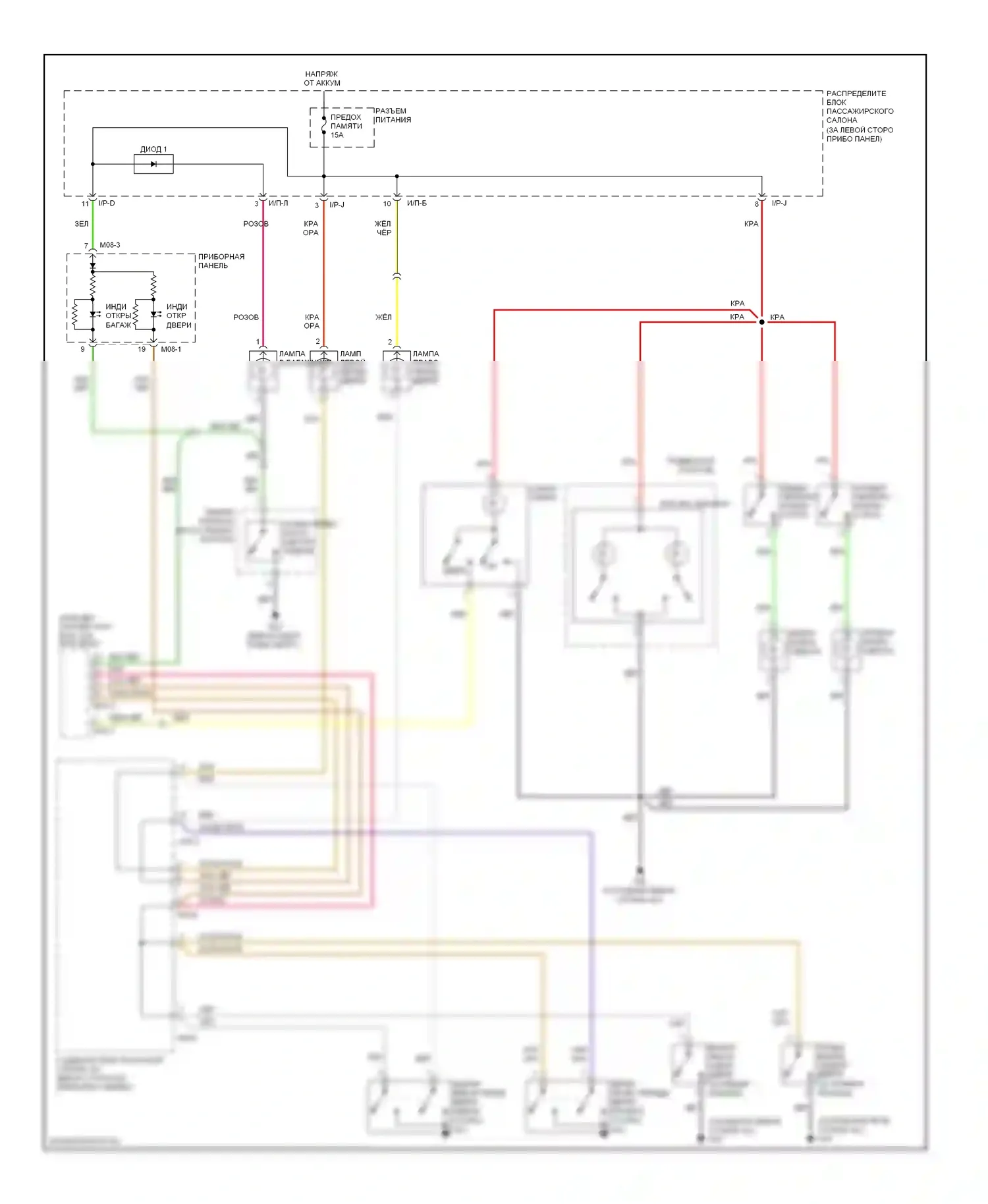 Sonata Hyundai IV рестайлинг (2001-2012): Электросхема освещения салона 