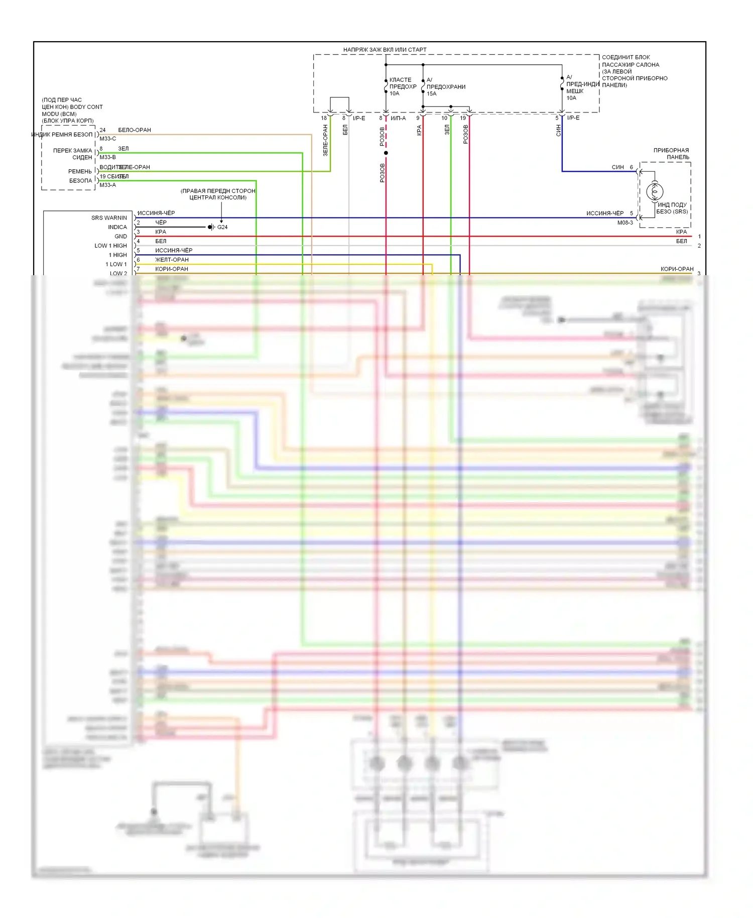 Sonata Hyundai IV рестайлинг (2001-2012): Электросхема подушек безопасности (1 из 2) 