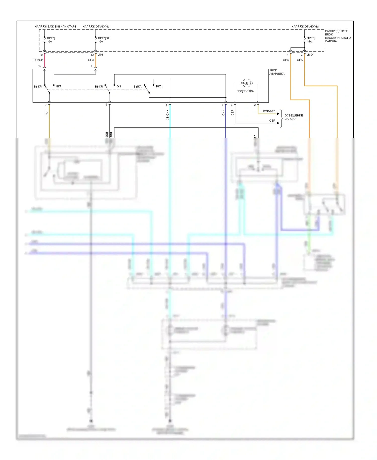 Sonata Hyundai IV (1998-2001): Электросхема фар и фонарей (2 из 2) 